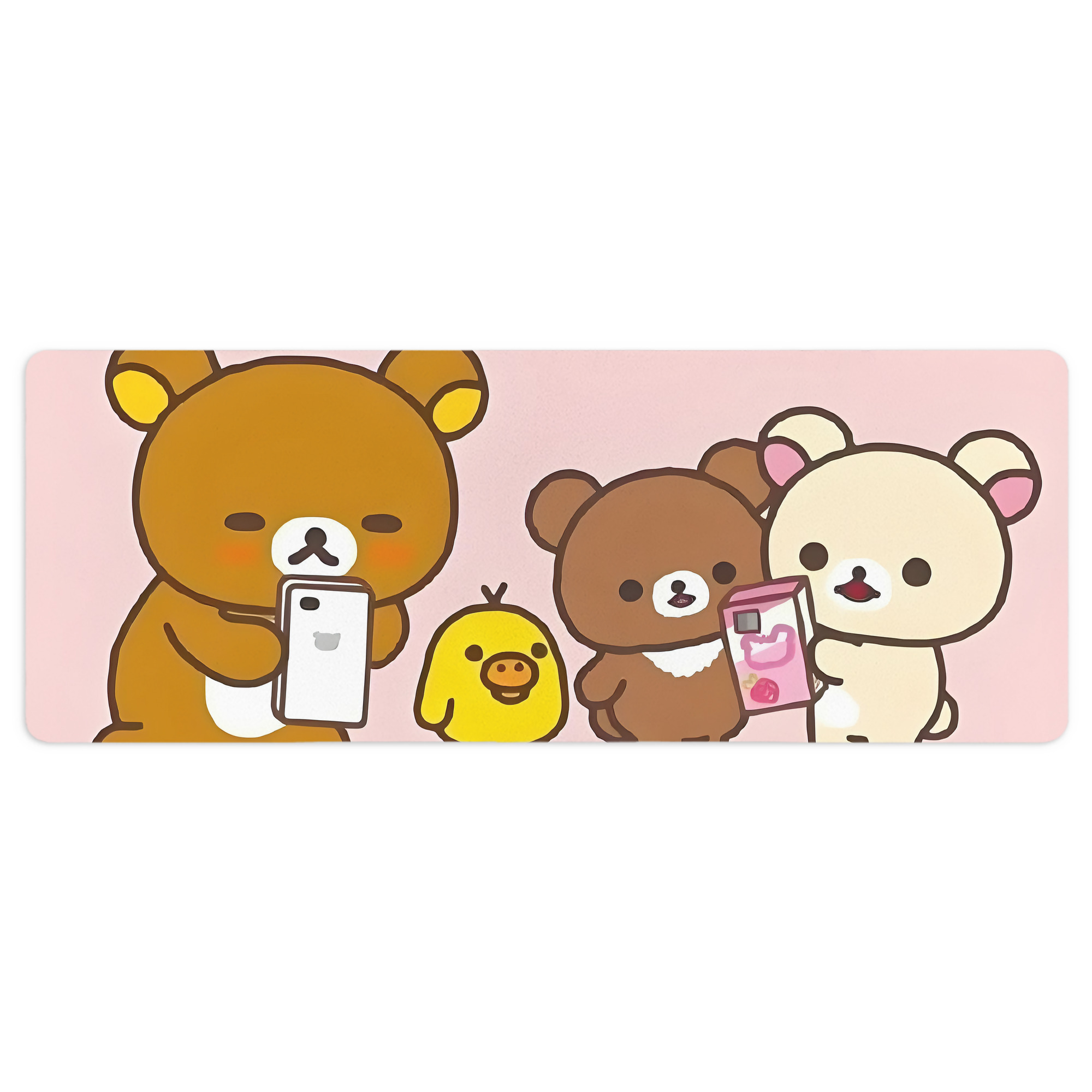 （画像用） リラックマ リラックマ キイロイトリ Rilakkuma Korilakkuma Kiiroitori ステッチ加工 大判デスクマット／滑り止めマウスパッド