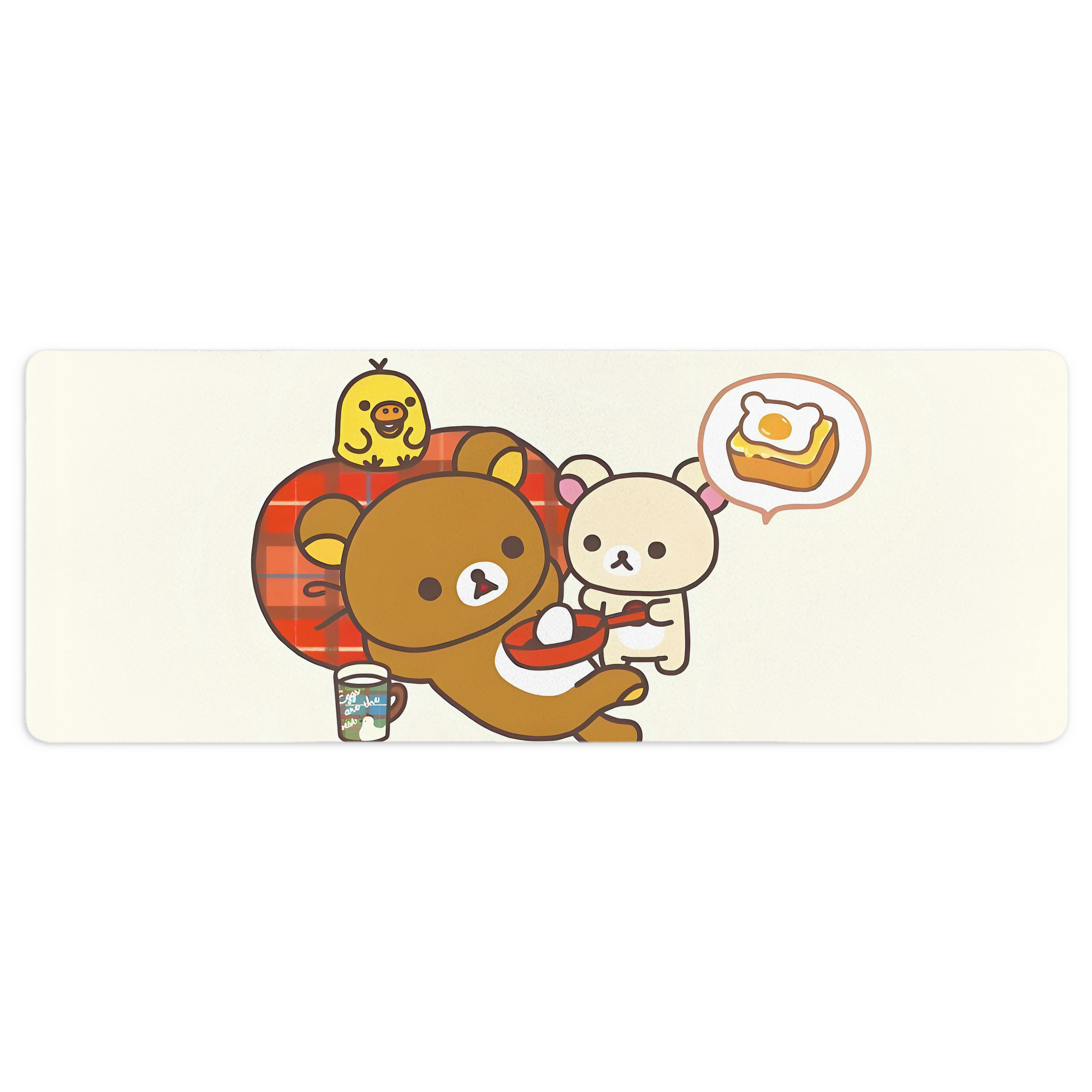（画像用） リラックマ リラックマ キイロイトリ Rilakkuma Korilakkuma Kiiroitori ステッチ加工 大判デスクマット／滑り止めマウスパッド
