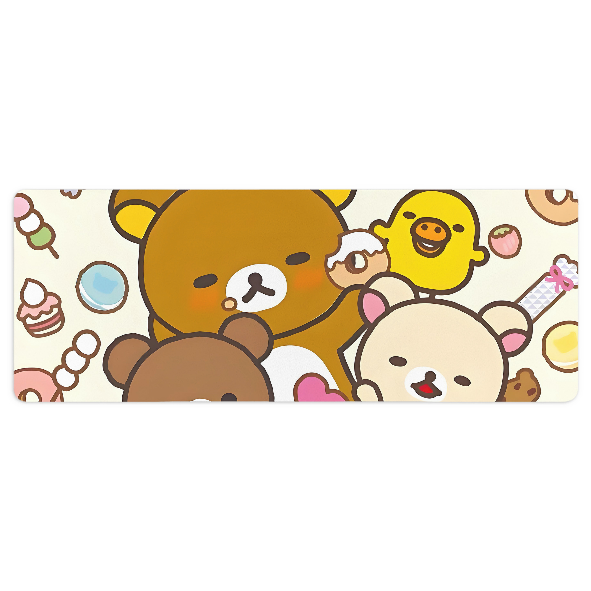 （画像用） リラックマ リラックマ キイロイトリ Rilakkuma Korilakkuma Kiiroitori ステッチ加工 大判デスクマット／滑り止めマウスパッド