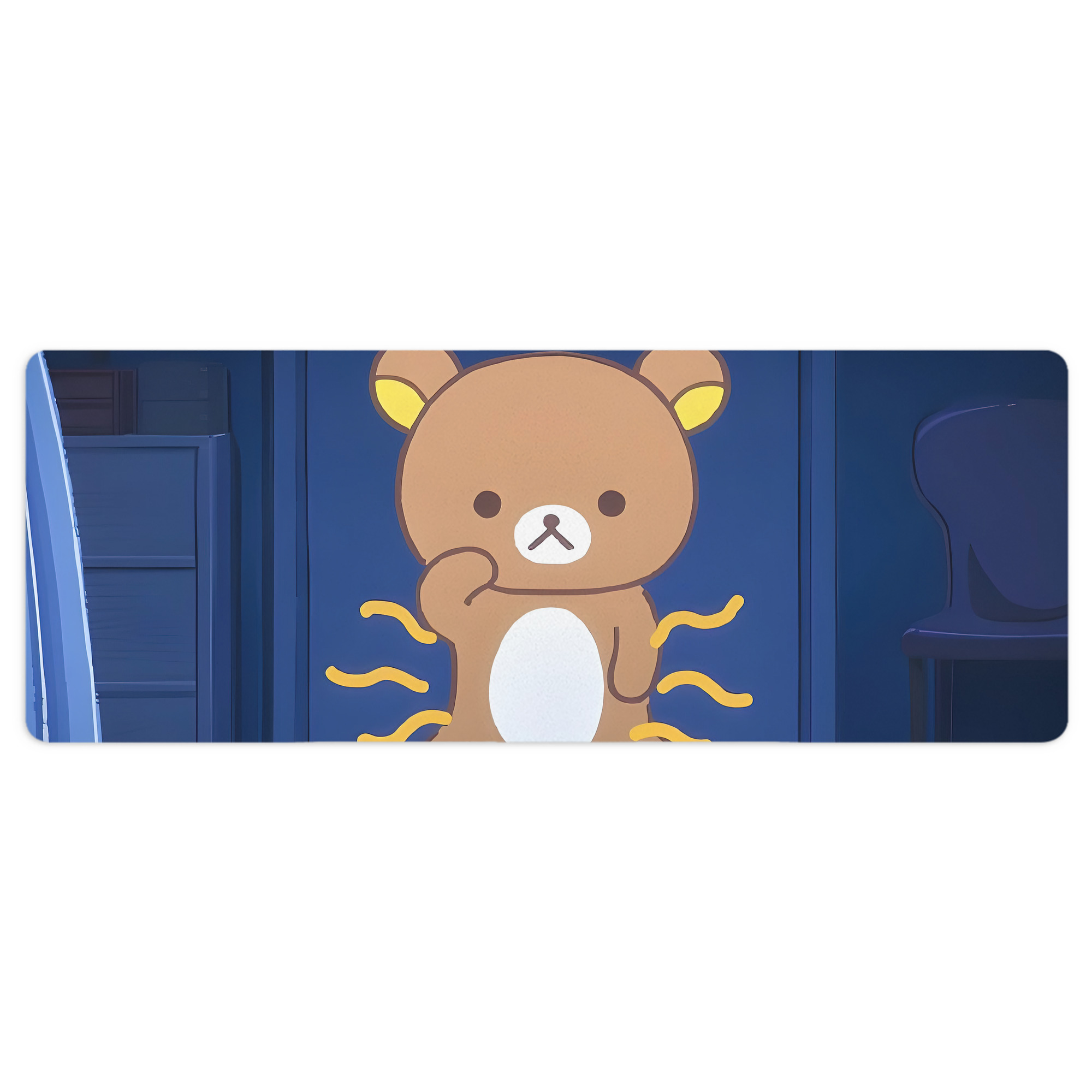（画像用） リラックマ リラックマ キイロイトリ Rilakkuma Korilakkuma Kiiroitori ステッチ加工 大判デスクマット／滑り止めマウスパッド