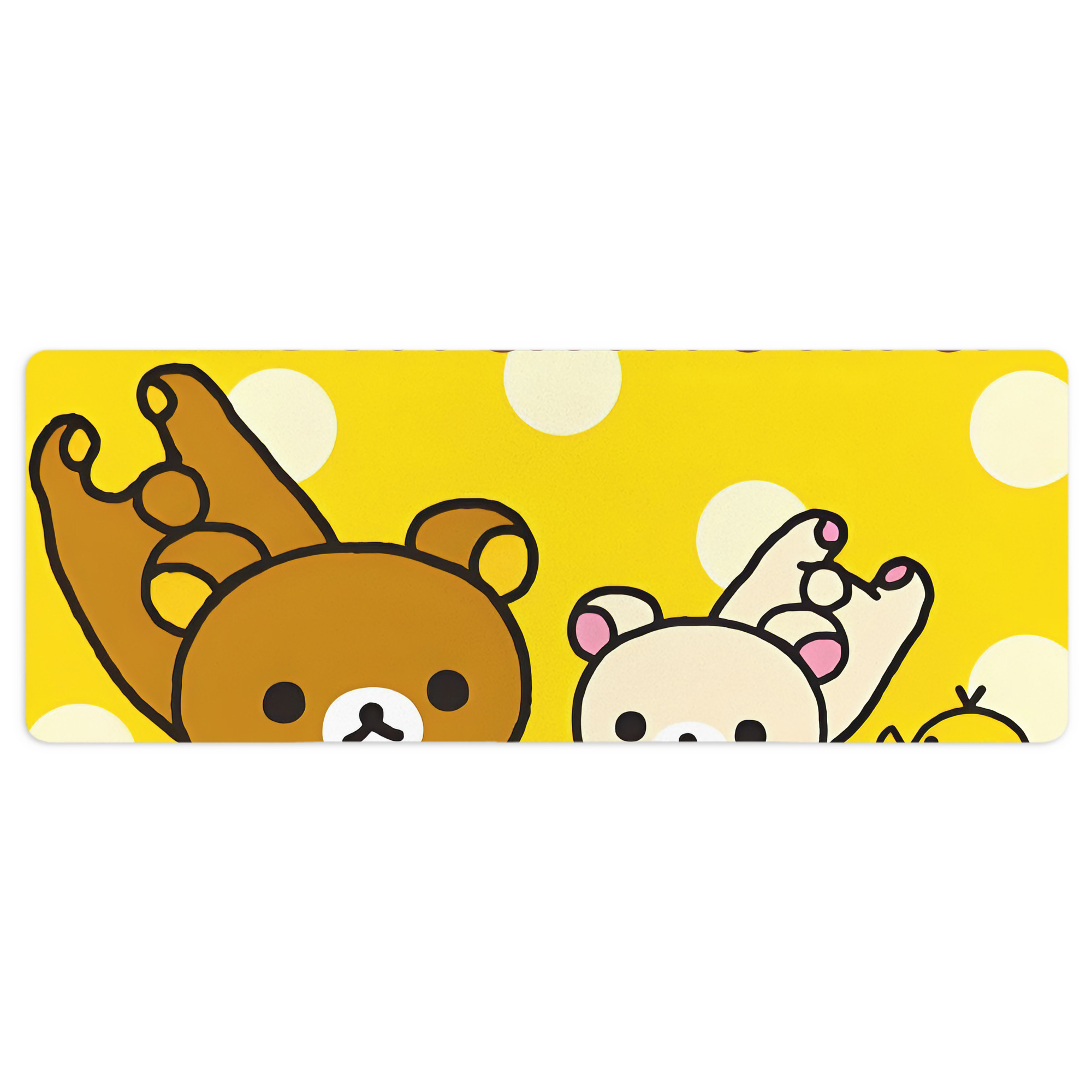 （画像用） リラックマ リラックマ キイロイトリ Rilakkuma Korilakkuma Kiiroitori ステッチ加工 大判デスクマット／滑り止めマウスパッド