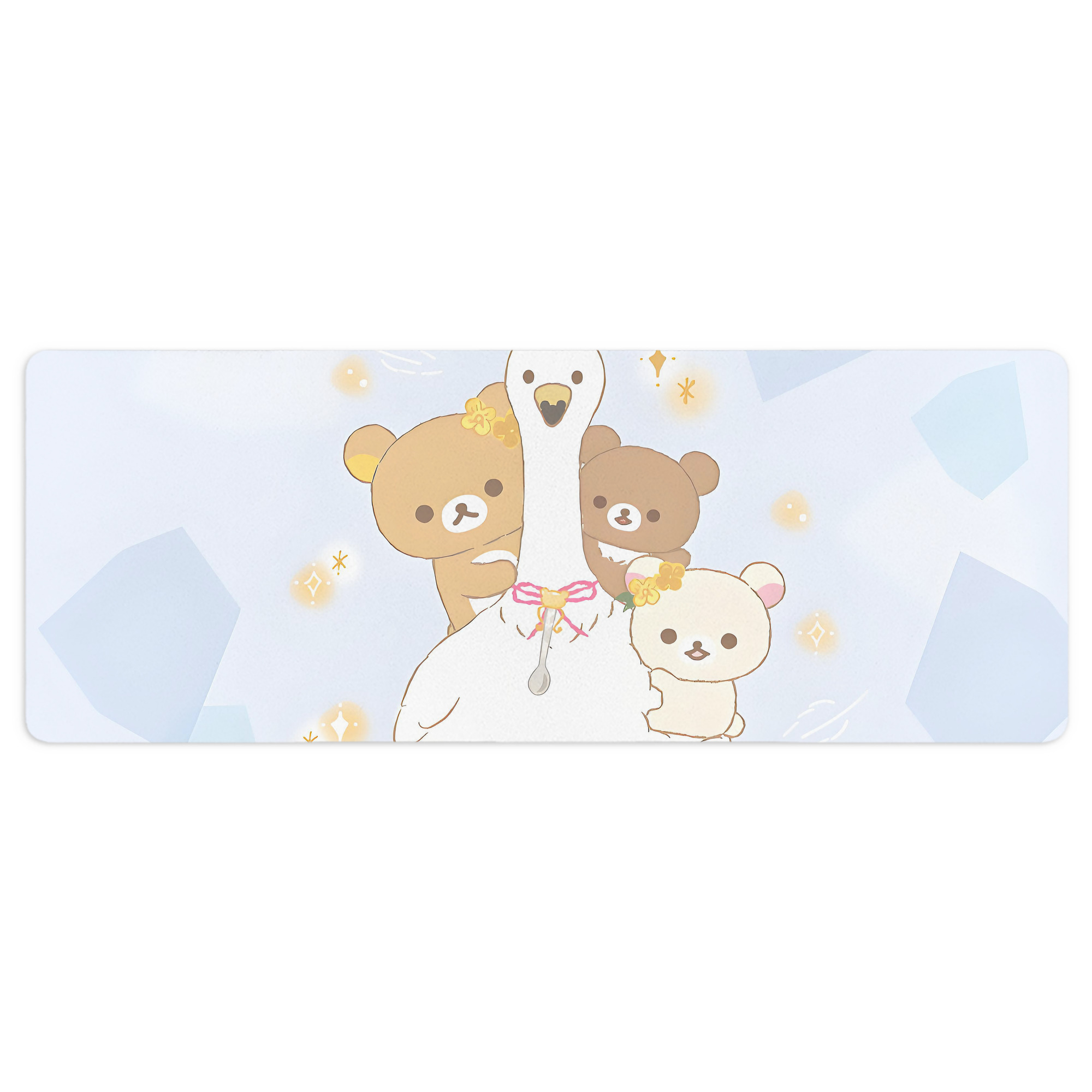 （画像用） リラックマ リラックマ キイロイトリ Rilakkuma Korilakkuma Kiiroitori ステッチ加工 大判デスクマット／滑り止めマウスパッド