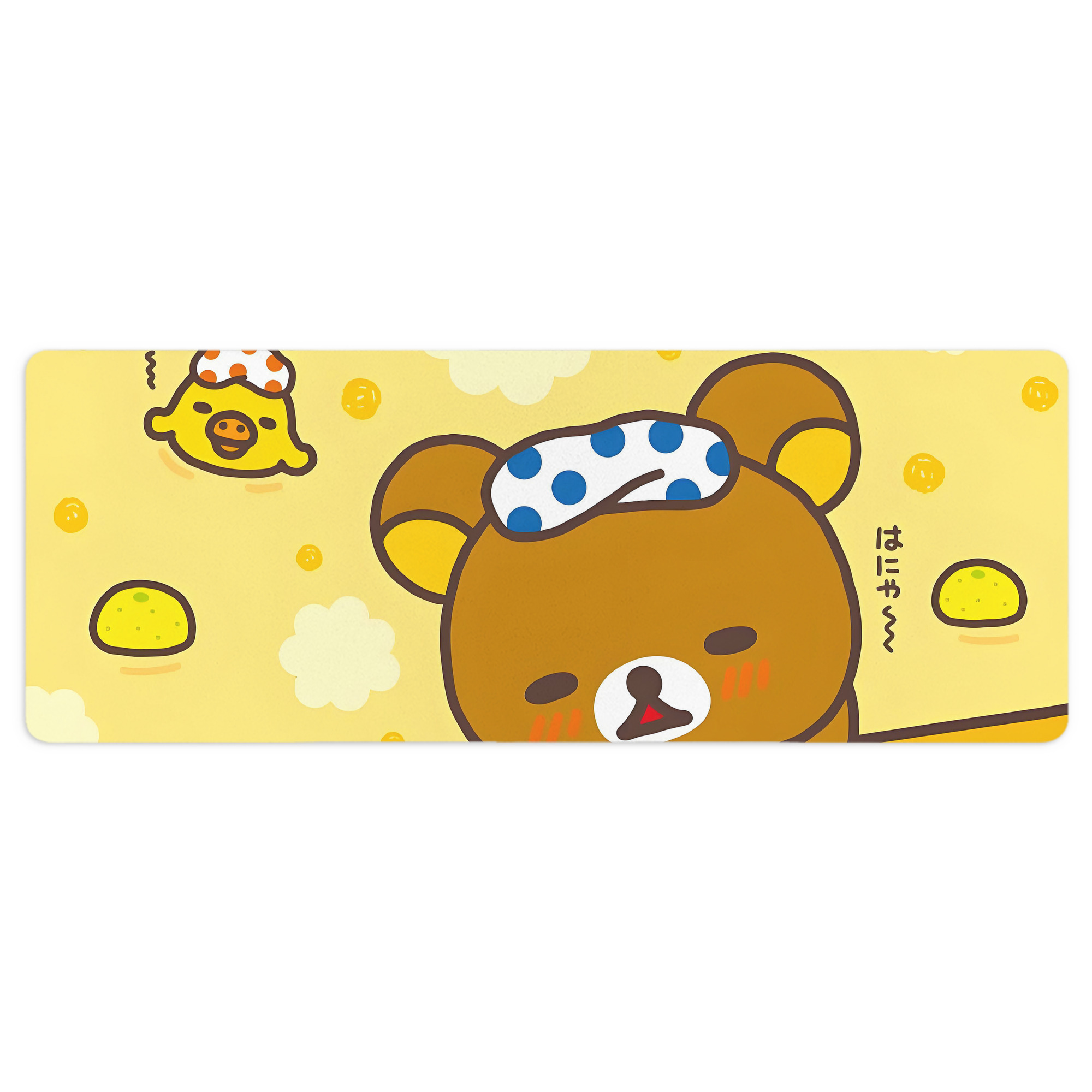 （画像用） リラックマ リラックマ キイロイトリ Rilakkuma Korilakkuma Kiiroitori ステッチ加工 大判デスクマット／滑り止めマウスパッド