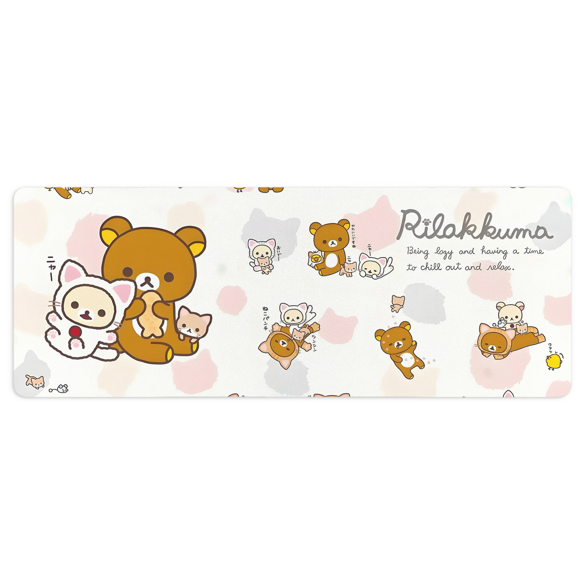 （画像用） リラックマ リラックマ キイロイトリ Rilakkuma Korilakkuma Kiiroitori ステッチ加工 大判デスクマット／滑り止めマウスパッド