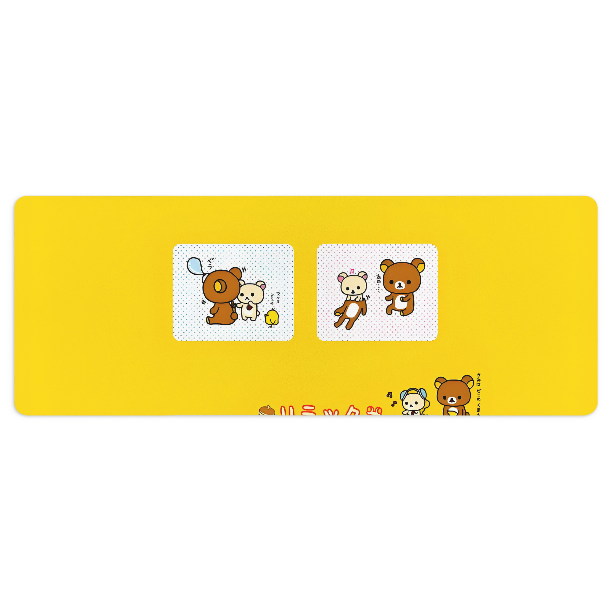（画像用） リラックマ リラックマ キイロイトリ Rilakkuma Korilakkuma Kiiroitori ステッチ加工 大判デスクマット／滑り止めマウスパッド