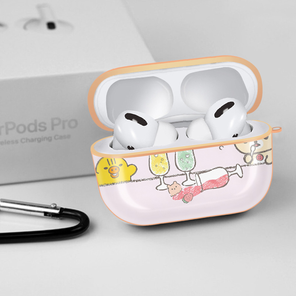 リラックマ リラックマ キイロイトリ Rilakkuma Korilakkuma Kiiroitori 【AirPods Pro用】ハードシェル保護ケース｜耐衝撃・防指紋・カラビナ付き商品仕様