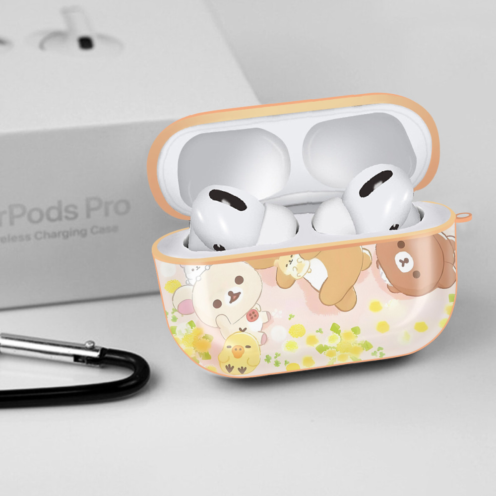 リラックマ リラックマ キイロイトリ Rilakkuma Korilakkuma Kiiroitori 【AirPods Pro用】ハードシェル保護ケース｜耐衝撃・防指紋・カラビナ付き商品仕様