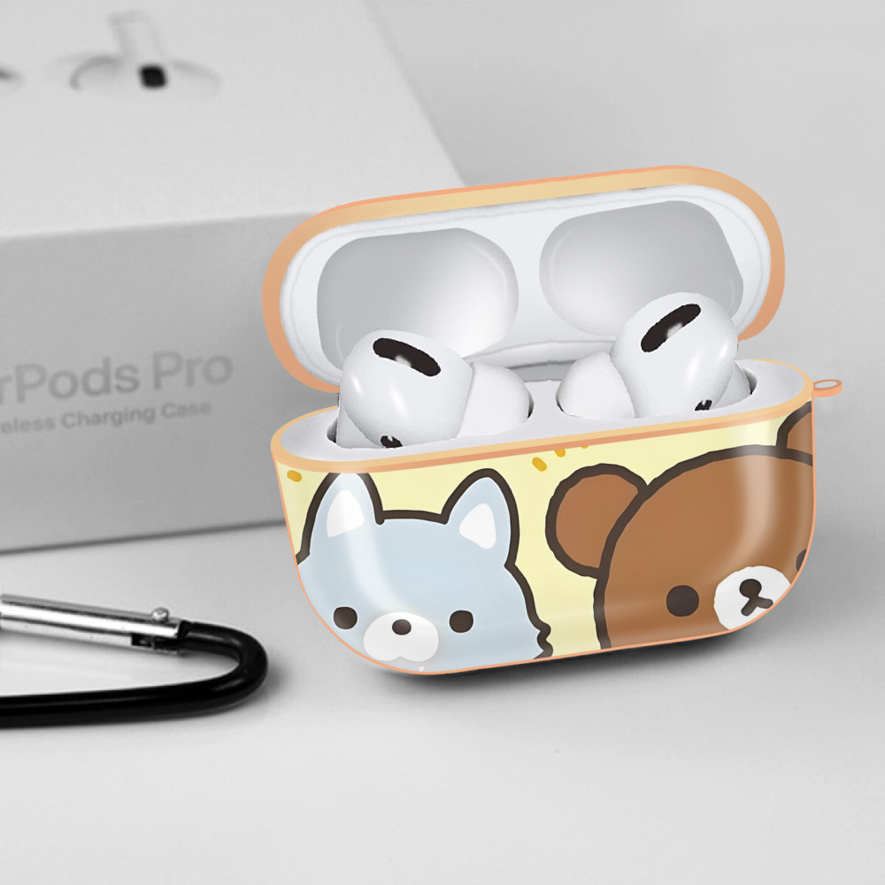 リラックマ リラックマ キイロイトリ Rilakkuma Korilakkuma Kiiroitori 【AirPods Pro用】ハードシェル保護ケース｜耐衝撃・防指紋・カラビナ付き商品仕様