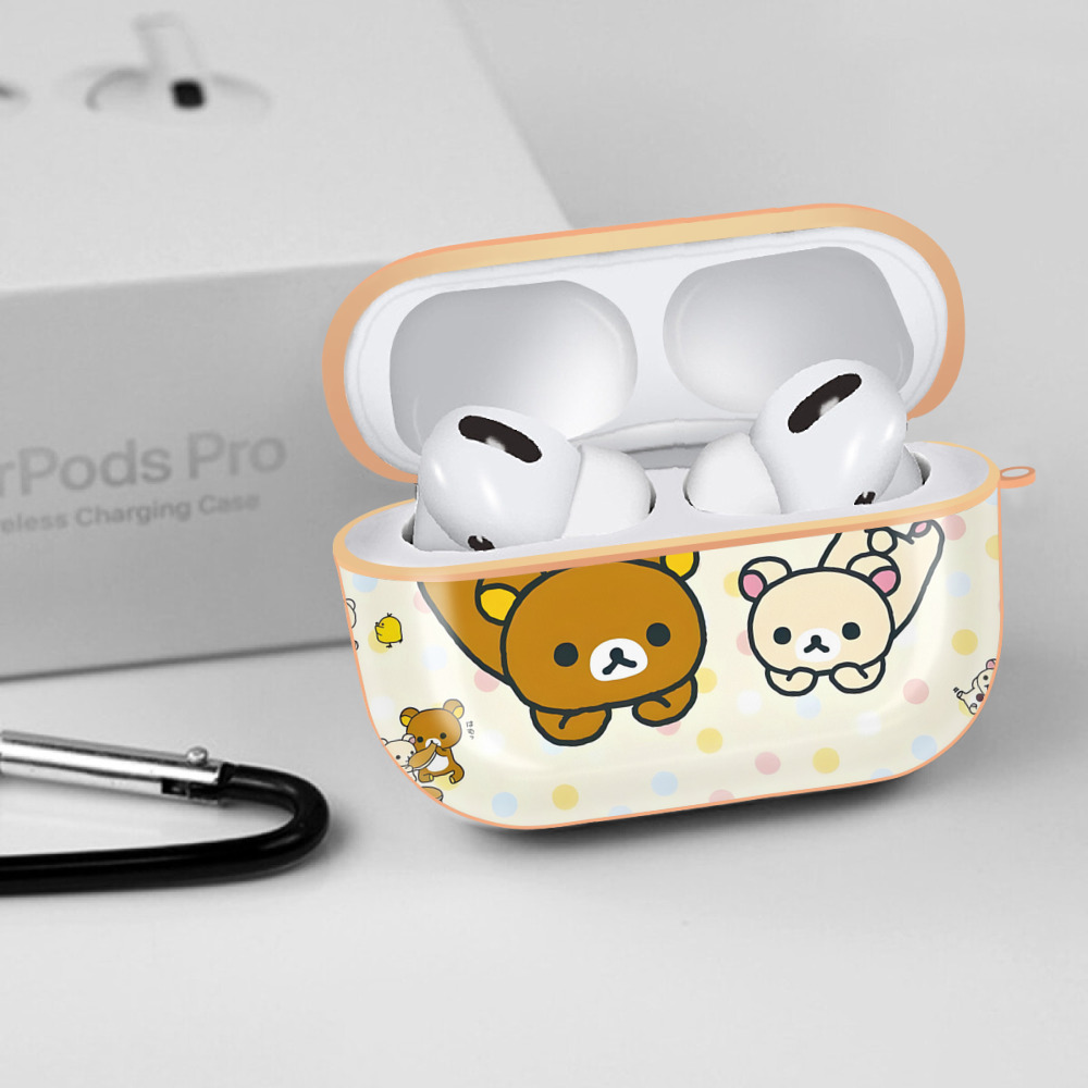 リラックマ リラックマ キイロイトリ Rilakkuma Korilakkuma Kiiroitori 【AirPods Pro用】ハードシェル保護ケース｜耐衝撃・防指紋・カラビナ付き商品仕様