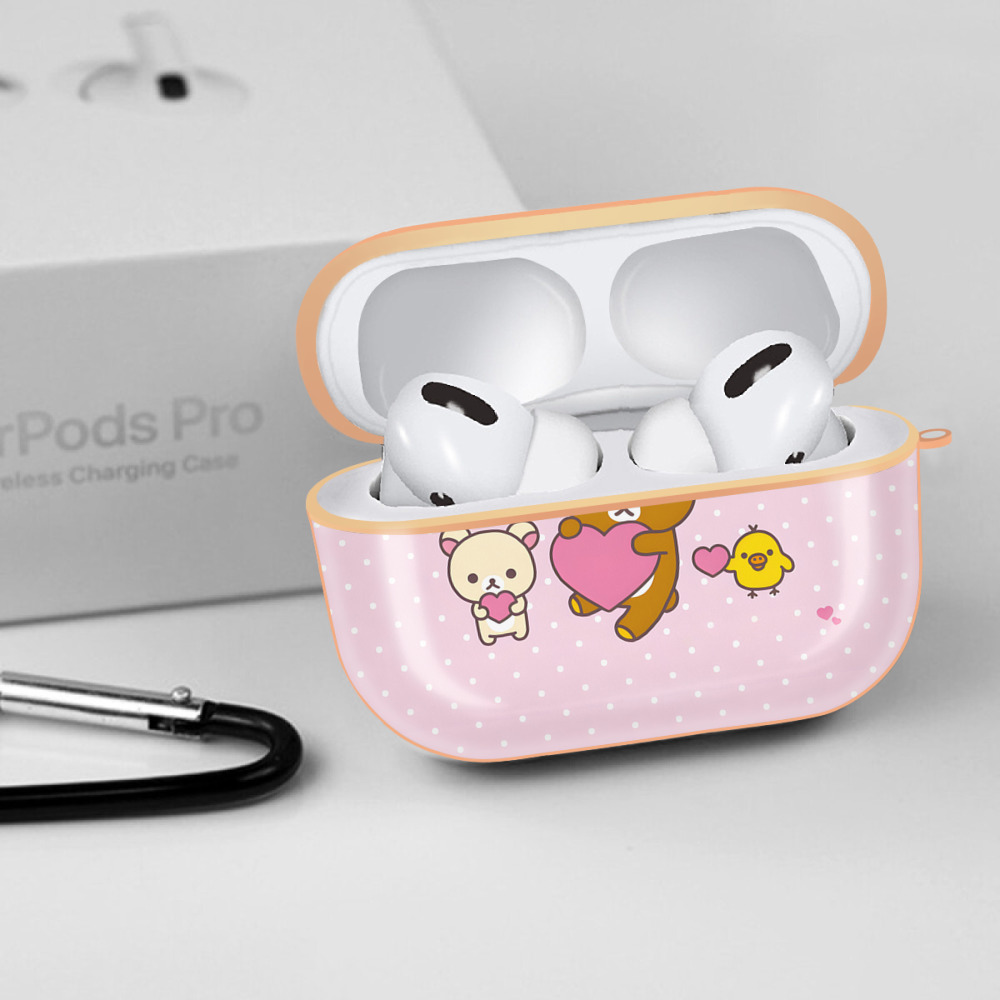 リラックマ リラックマ キイロイトリ Rilakkuma Korilakkuma Kiiroitori 【AirPods Pro用】ハードシェル保護ケース｜耐衝撃・防指紋・カラビナ付き商品仕様