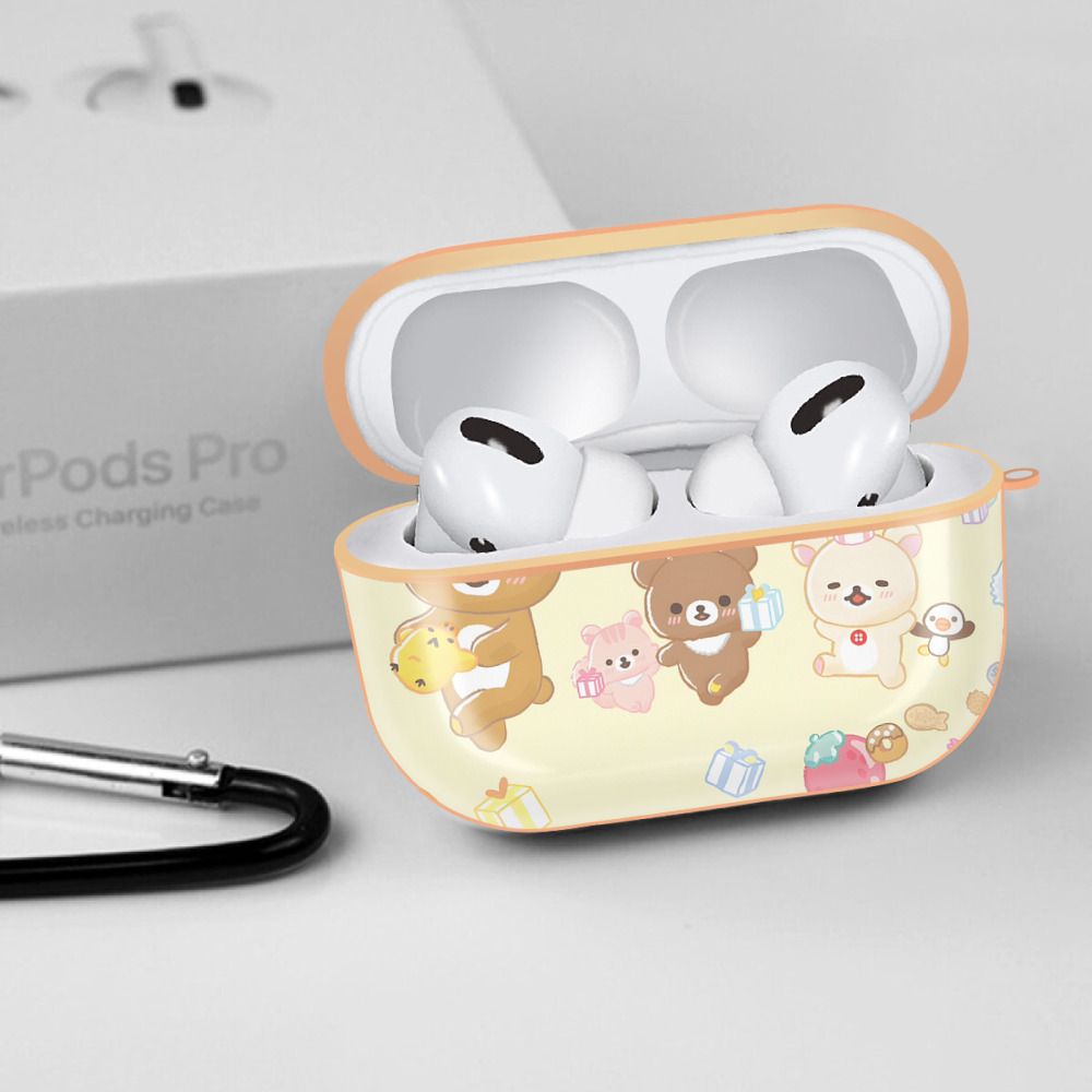 リラックマ リラックマ キイロイトリ Rilakkuma Korilakkuma Kiiroitori 【AirPods Pro用】ハードシェル保護ケース｜耐衝撃・防指紋・カラビナ付き商品仕様