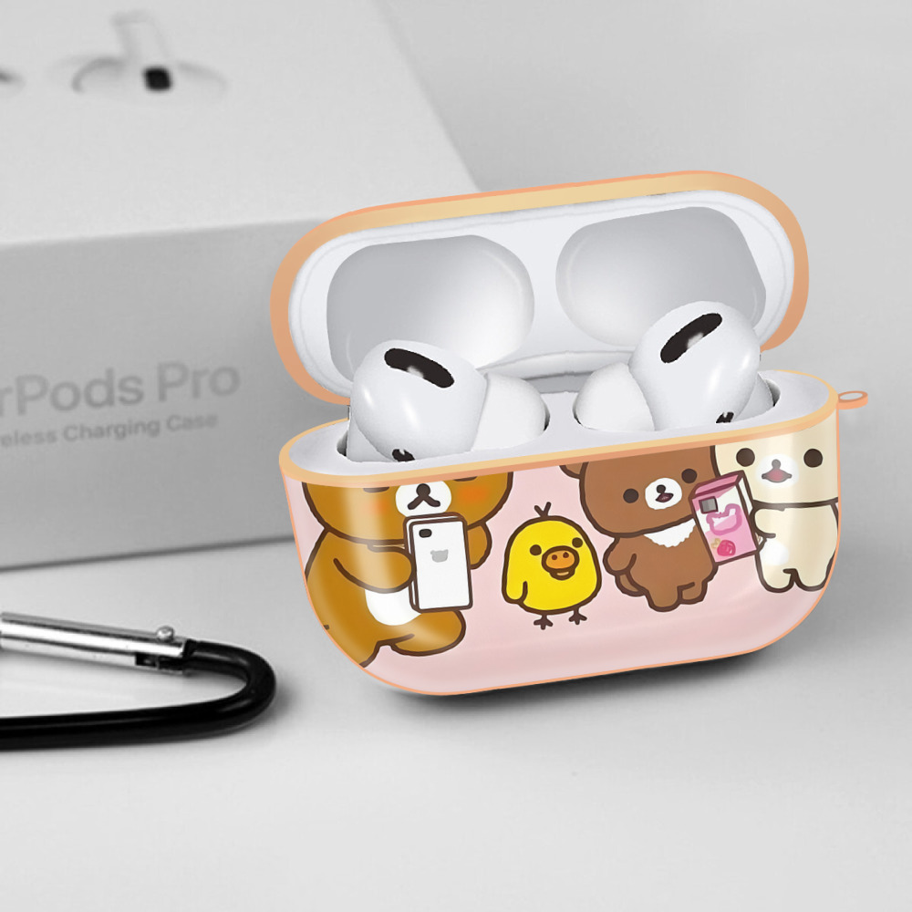 リラックマ リラックマ キイロイトリ Rilakkuma Korilakkuma Kiiroitori 【AirPods Pro用】ハードシェル保護ケース｜耐衝撃・防指紋・カラビナ付き商品仕様