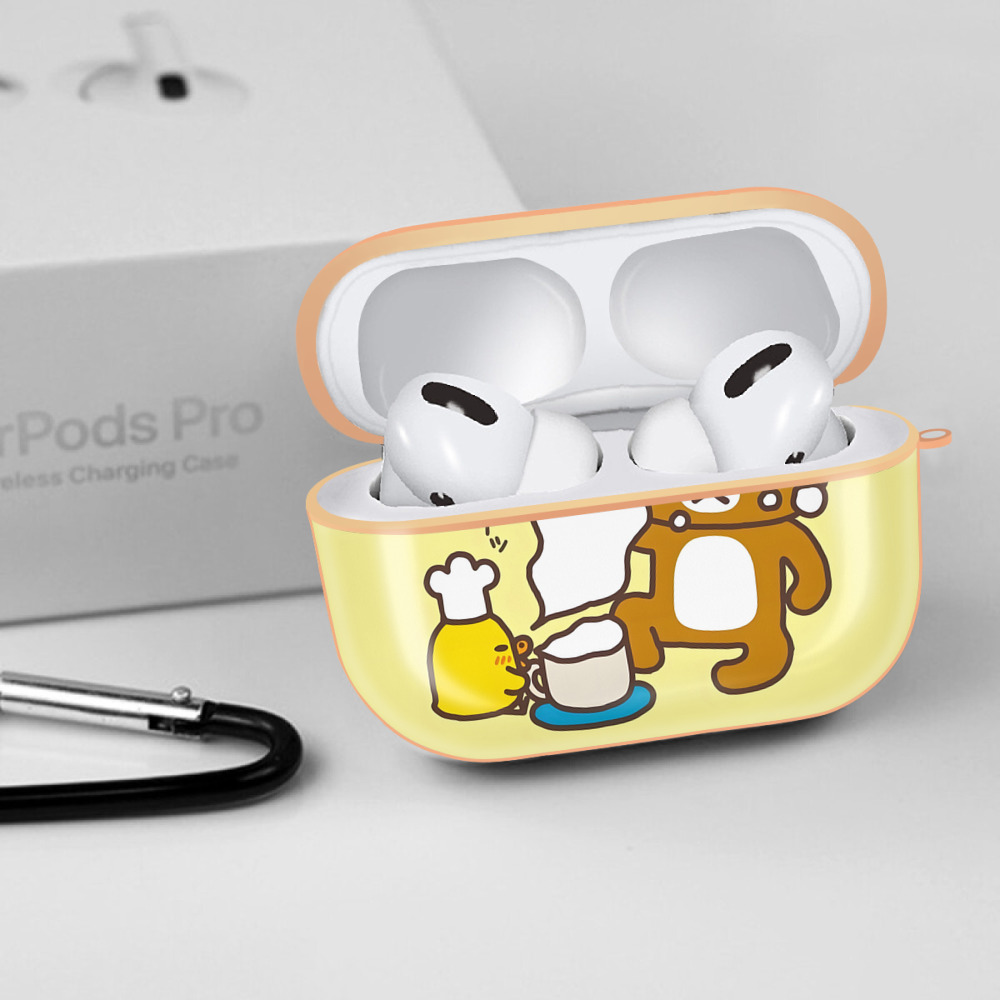 リラックマ リラックマ キイロイトリ Rilakkuma Korilakkuma Kiiroitori 【AirPods Pro用】ハードシェル保護ケース｜耐衝撃・防指紋・カラビナ付き商品仕様