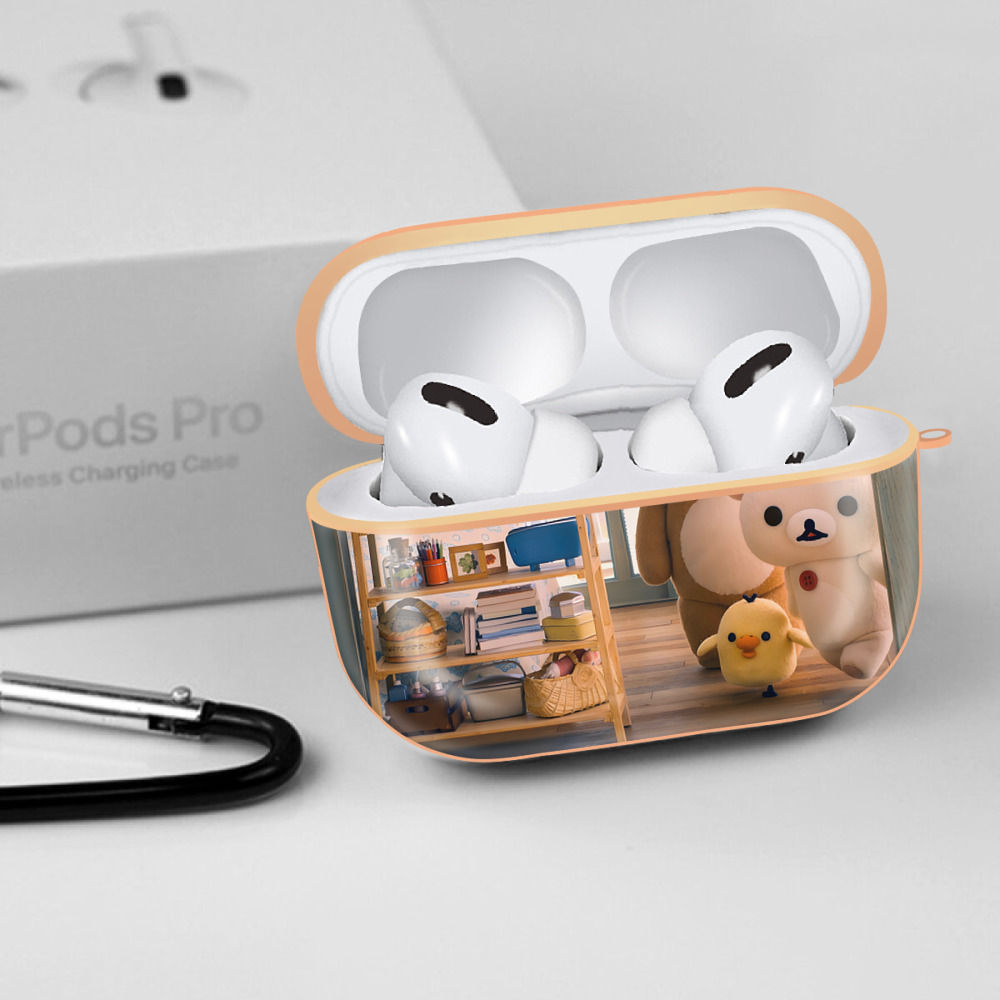 リラックマ リラックマ キイロイトリ Rilakkuma Korilakkuma Kiiroitori 【AirPods Pro用】ハードシェル保護ケース｜耐衝撃・防指紋・カラビナ付き商品仕様