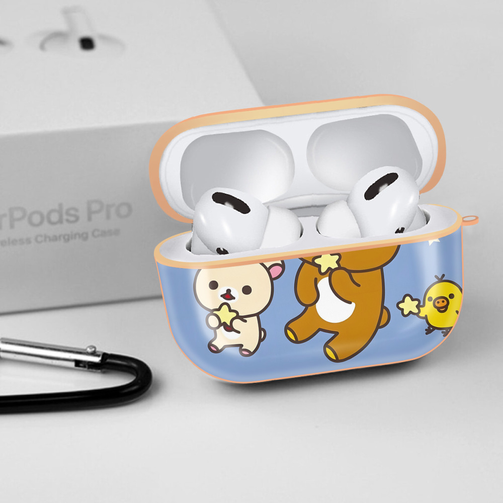 リラックマ リラックマ キイロイトリ Rilakkuma Korilakkuma Kiiroitori 【AirPods Pro用】ハードシェル保護ケース｜耐衝撃・防指紋・カラビナ付き商品仕様