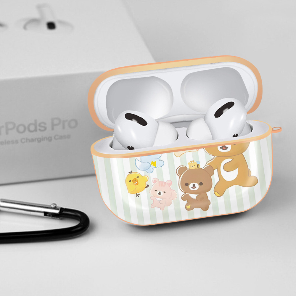 リラックマ リラックマ キイロイトリ Rilakkuma Korilakkuma Kiiroitori 【AirPods Pro用】ハードシェル保護ケース｜耐衝撃・防指紋・カラビナ付き商品仕様