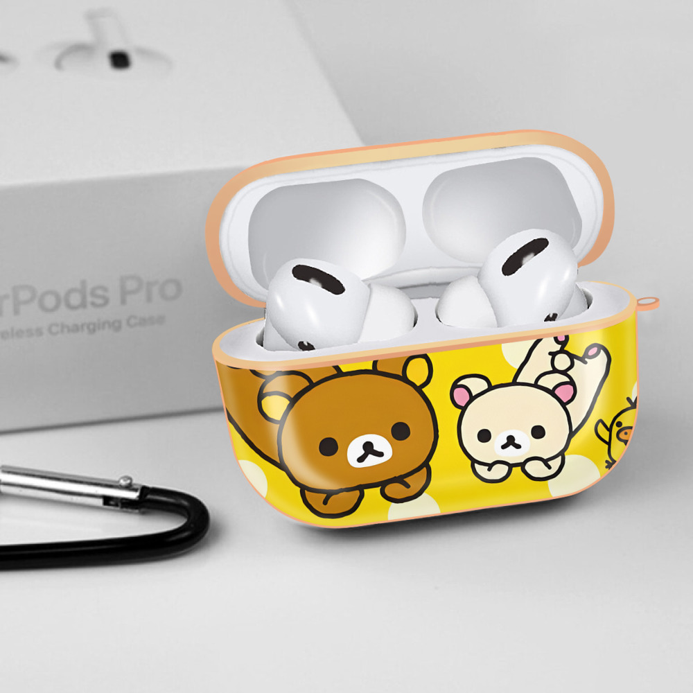 リラックマ リラックマ キイロイトリ Rilakkuma Korilakkuma Kiiroitori 【AirPods Pro用】ハードシェル保護ケース｜耐衝撃・防指紋・カラビナ付き商品仕様