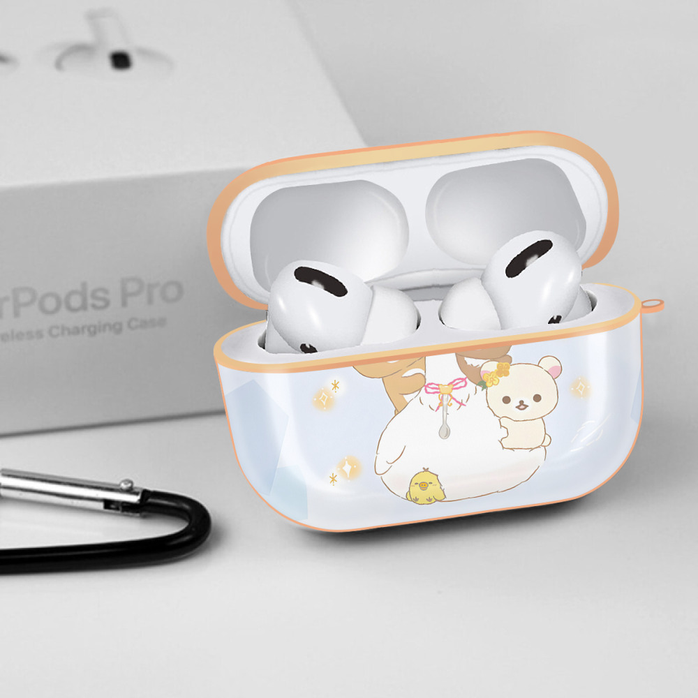 リラックマ リラックマ キイロイトリ Rilakkuma Korilakkuma Kiiroitori 【AirPods Pro用】ハードシェル保護ケース｜耐衝撃・防指紋・カラビナ付き商品仕様