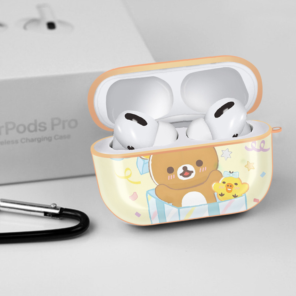 リラックマ リラックマ キイロイトリ Rilakkuma Korilakkuma Kiiroitori 【AirPods Pro用】ハードシェル保護ケース｜耐衝撃・防指紋・カラビナ付き商品仕様