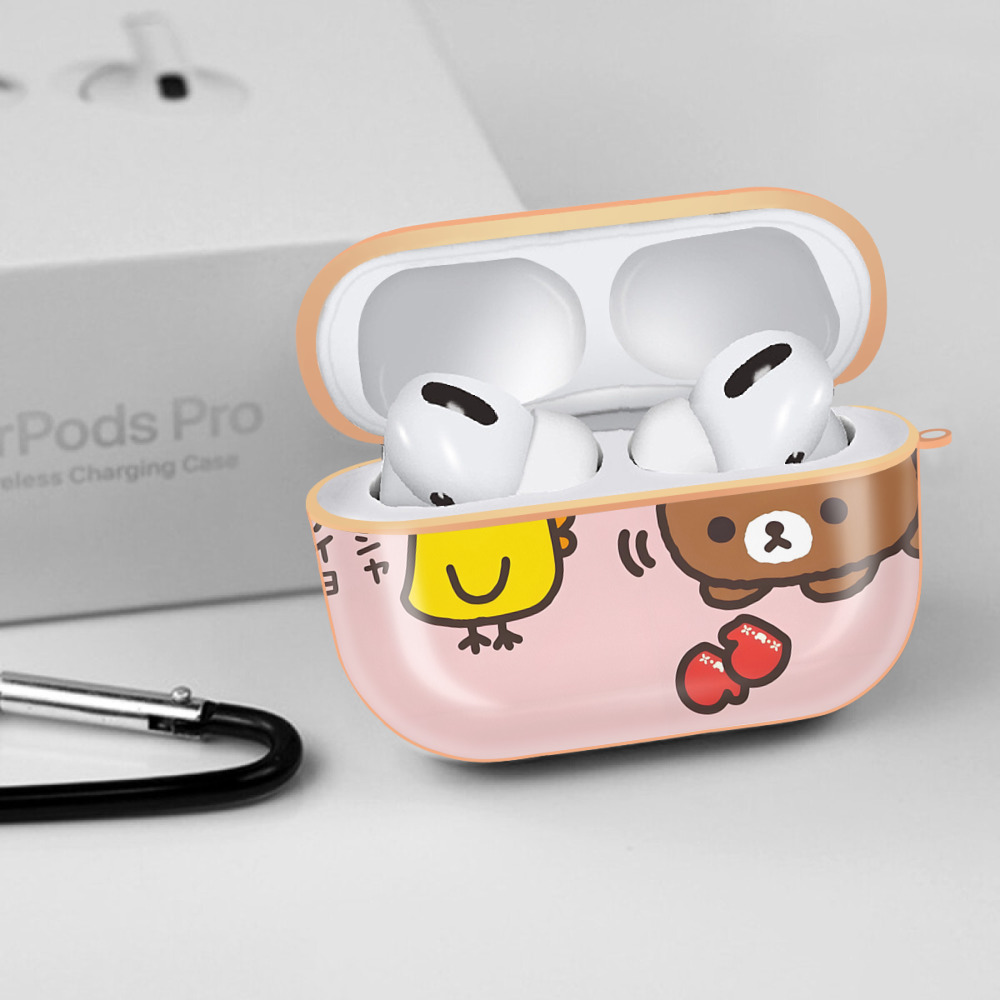 リラックマ リラックマ キイロイトリ Rilakkuma Korilakkuma Kiiroitori 【AirPods Pro用】ハードシェル保護ケース｜耐衝撃・防指紋・カラビナ付き商品仕様