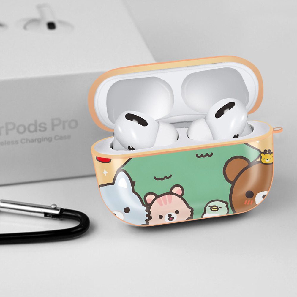 リラックマ リラックマ キイロイトリ Rilakkuma Korilakkuma Kiiroitori 【AirPods Pro用】ハードシェル保護ケース｜耐衝撃・防指紋・カラビナ付き商品仕様