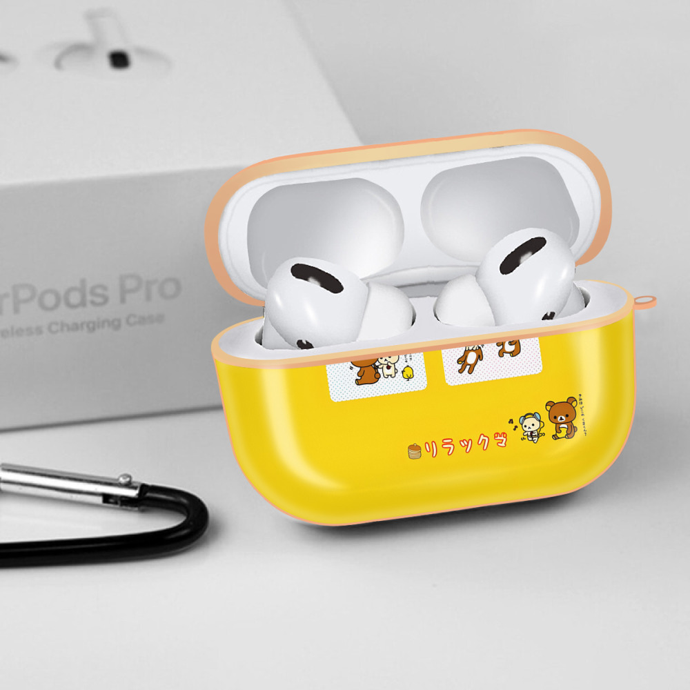 リラックマ リラックマ キイロイトリ Rilakkuma Korilakkuma Kiiroitori 【AirPods Pro用】ハードシェル保護ケース｜耐衝撃・防指紋・カラビナ付き商品仕様