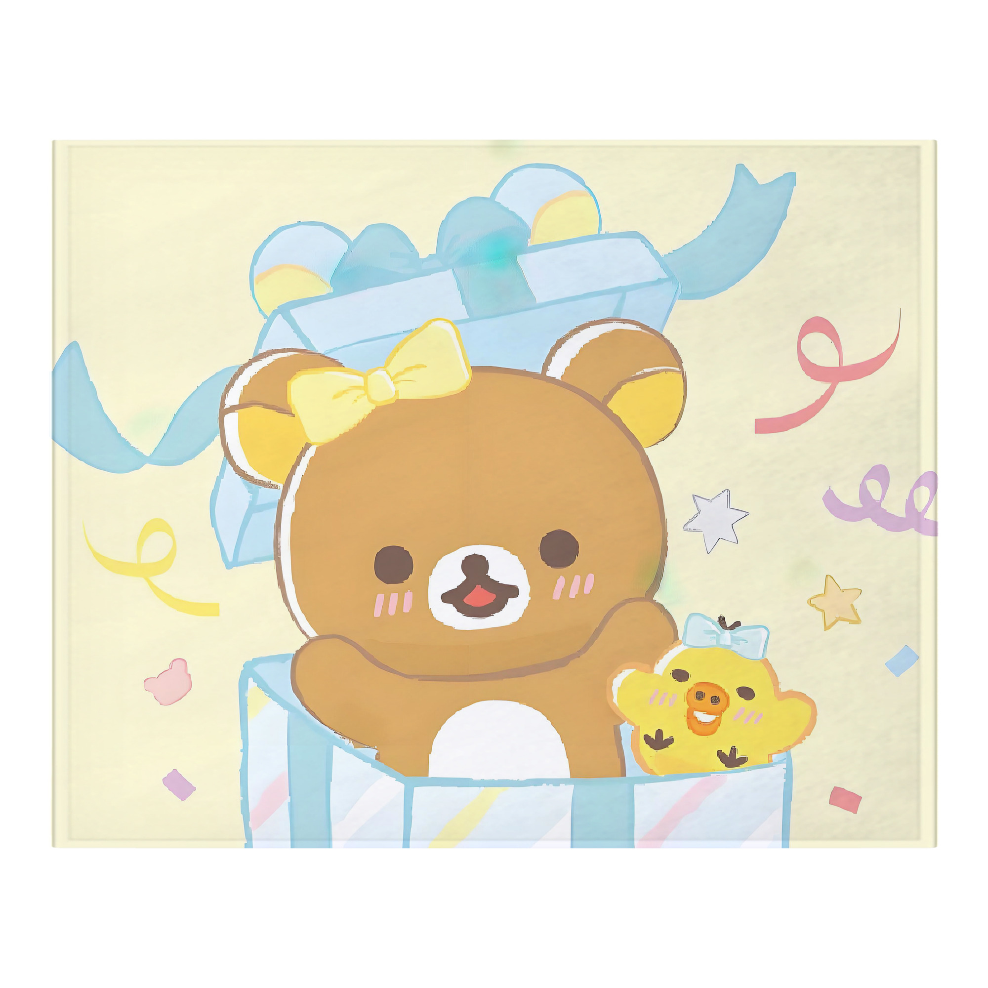 （画像用） リラックマ リラックマ キイロイトリ Rilakkuma Korilakkuma Kiiroitori フランネルブランケット・多サイズ対応（横型）