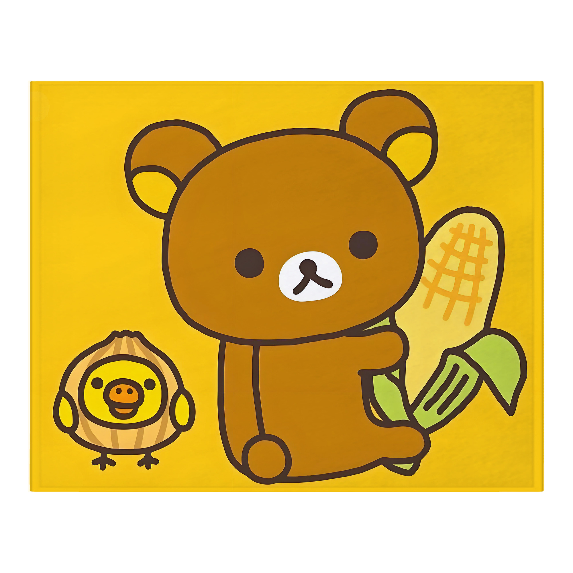 （画像用） リラックマ リラックマ キイロイトリ Rilakkuma Korilakkuma Kiiroitori フランネルブランケット・多サイズ対応（横型）