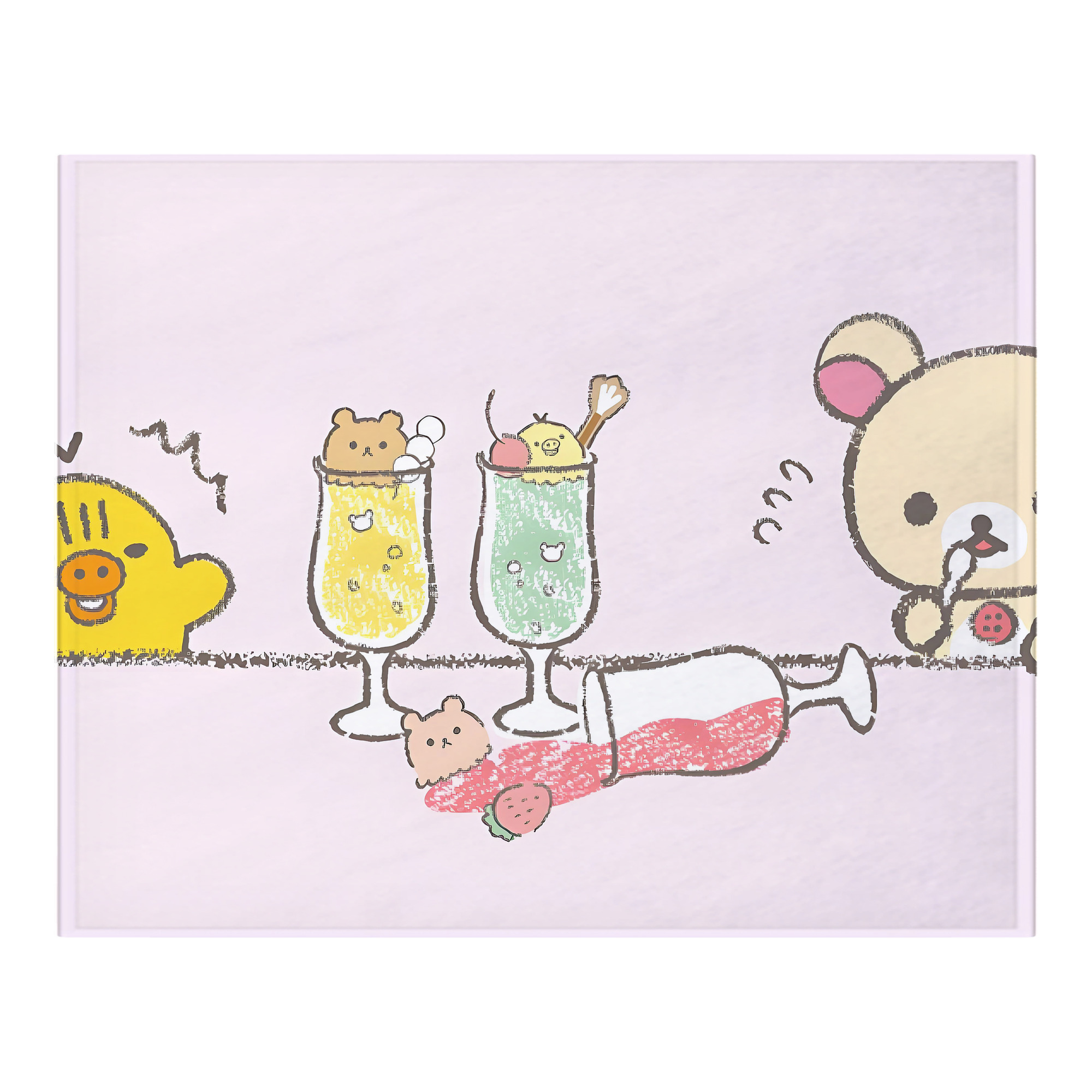 （画像用） リラックマ リラックマ キイロイトリ Rilakkuma Korilakkuma Kiiroitori フランネルブランケット・多サイズ対応（横型）