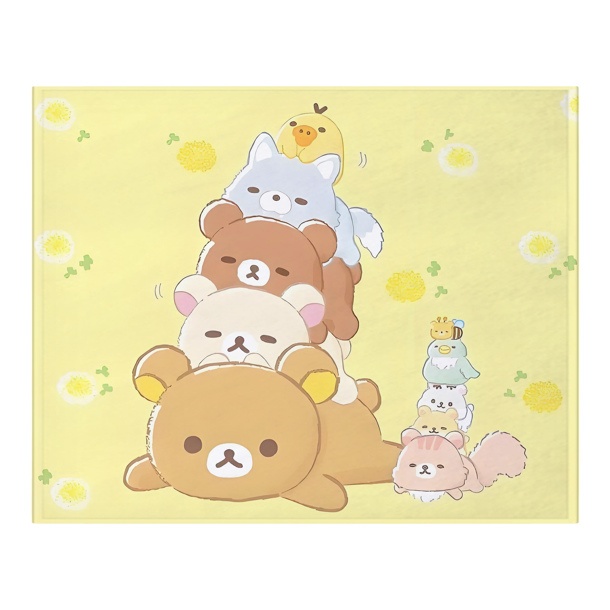 （画像用） リラックマ リラックマ キイロイトリ Rilakkuma Korilakkuma Kiiroitori フランネルブランケット・多サイズ対応（横型）