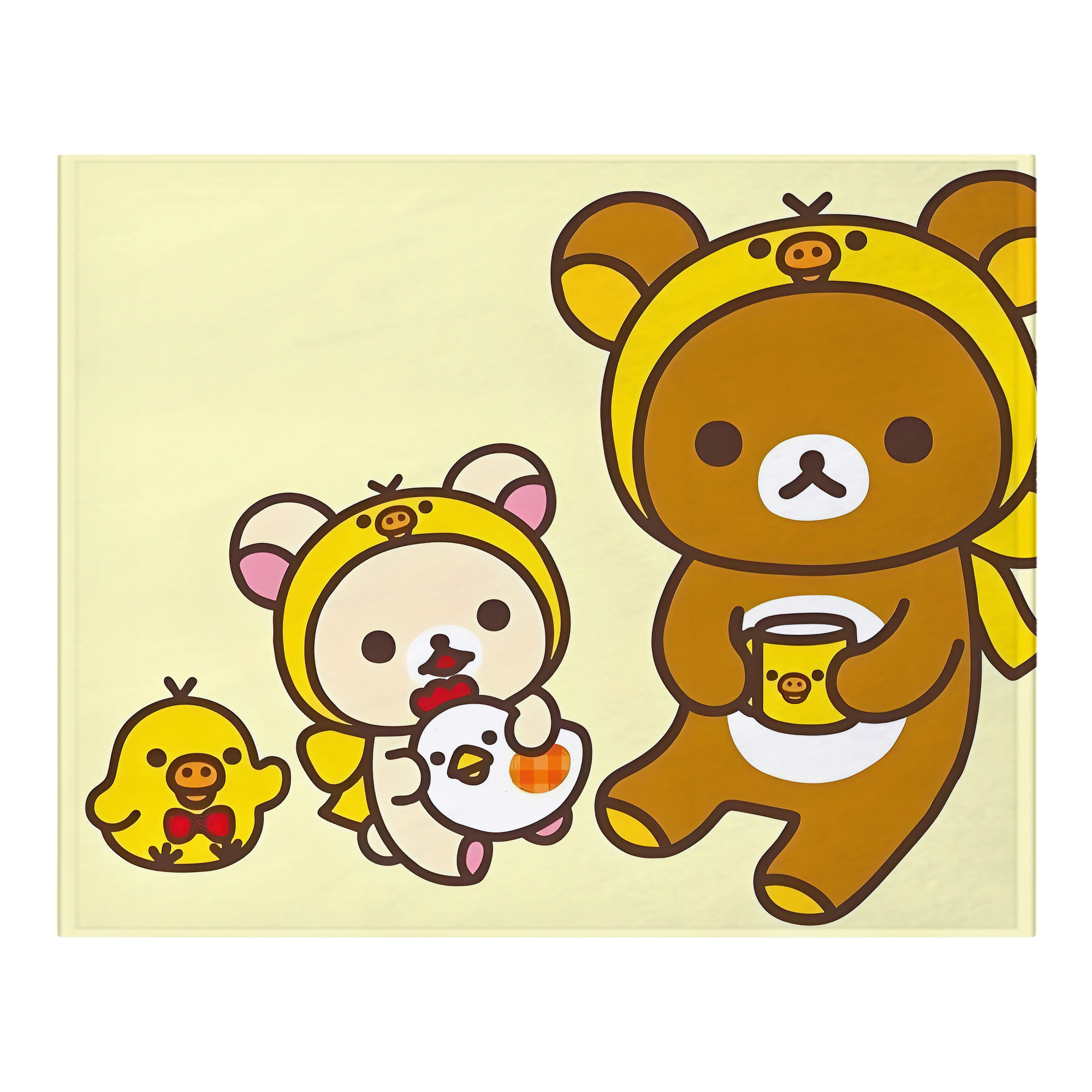 （画像用） リラックマ リラックマ キイロイトリ Rilakkuma Korilakkuma Kiiroitori フランネルブランケット・多サイズ対応（横型）