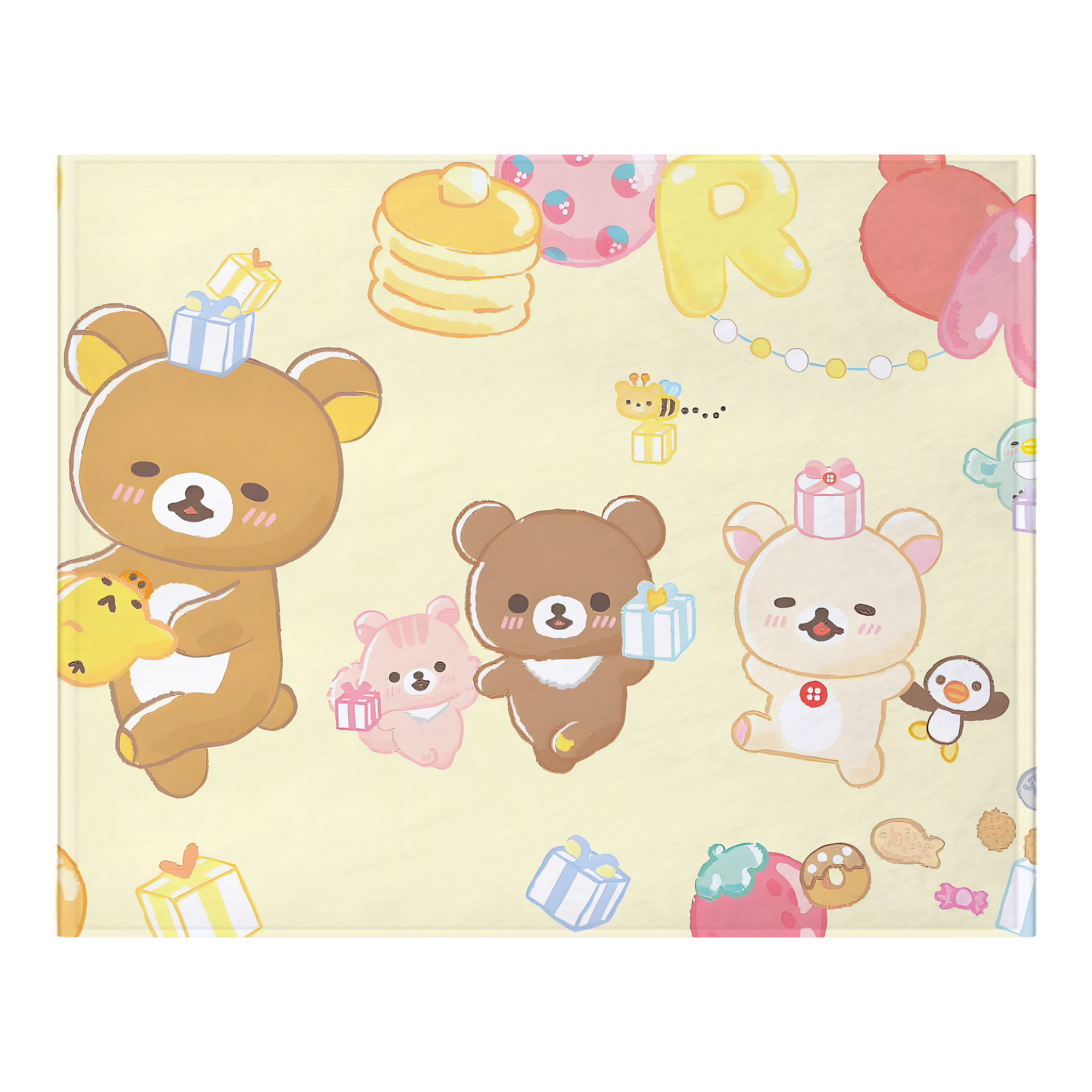 （画像用） リラックマ リラックマ キイロイトリ Rilakkuma Korilakkuma Kiiroitori フランネルブランケット・多サイズ対応（横型）