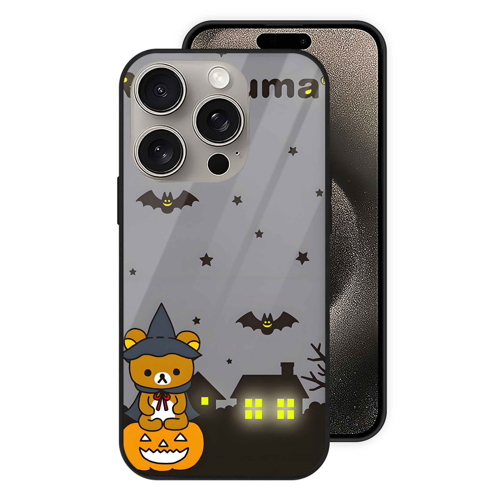 （画像用） リラックマ リラックマ キイロイトリ Rilakkuma Korilakkuma Kiiroitori 【iPhone15Pro対応】スマホケース 耐衝撃＆黄変防止 背面ガラス