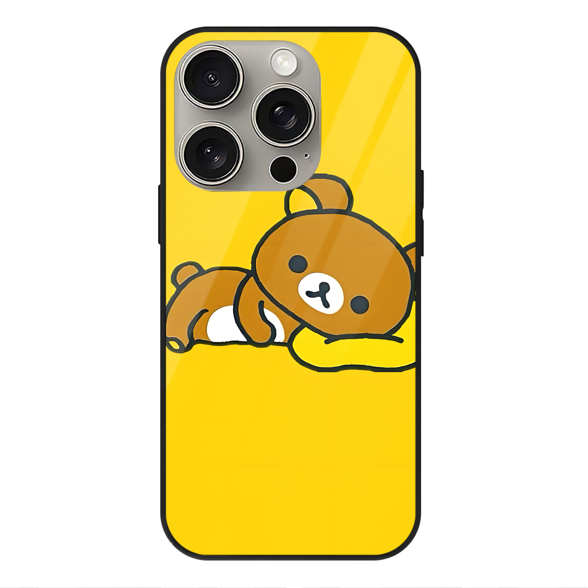 （画像用） リラックマ リラックマ キイロイトリ Rilakkuma Korilakkuma Kiiroitori 【iPhone15Pro対応】スマホケース 耐衝撃＆黄変防止 背面ガラス