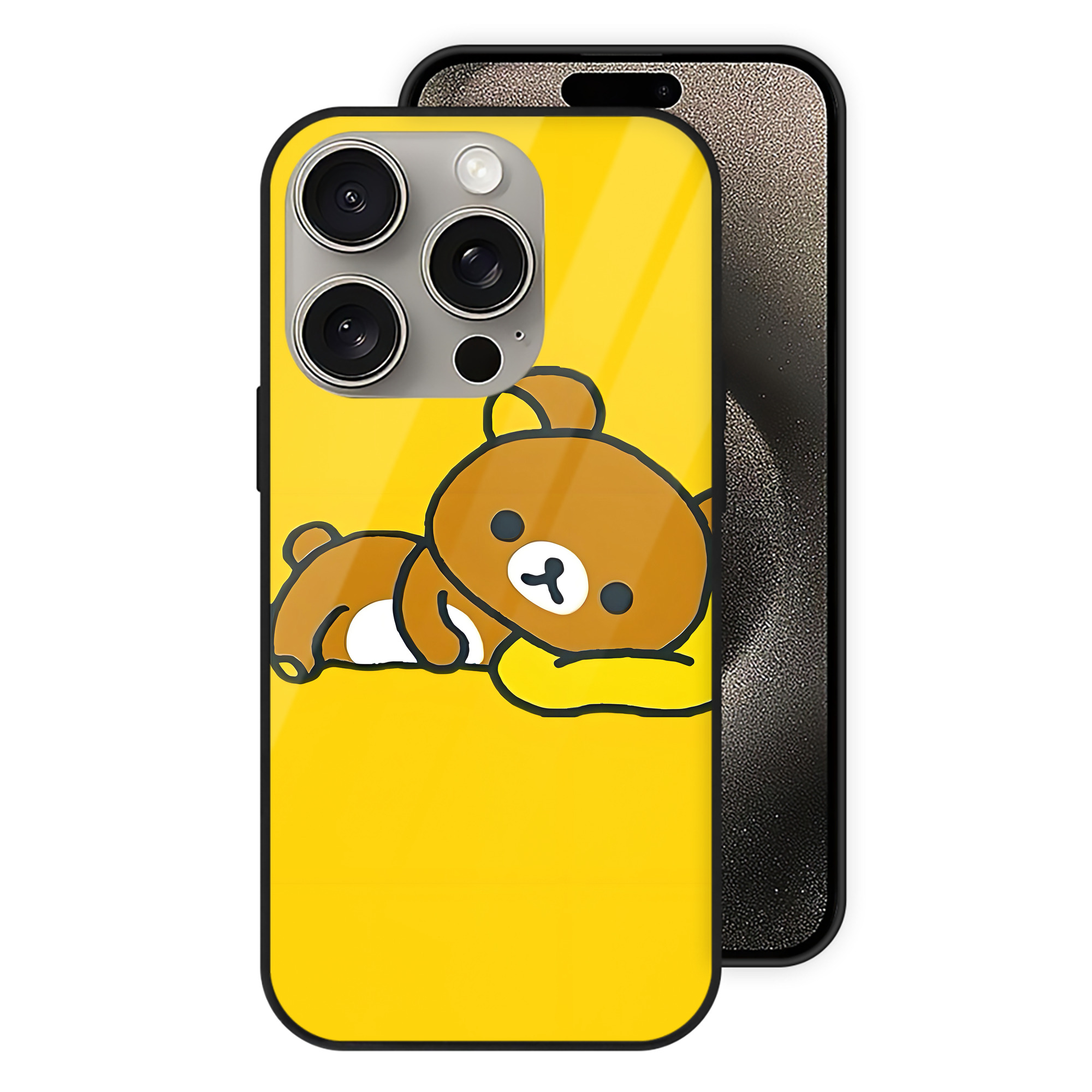 （画像用） リラックマ リラックマ キイロイトリ Rilakkuma Korilakkuma Kiiroitori 【iPhone15Pro対応】スマホケース 耐衝撃＆黄変防止 背面ガラス