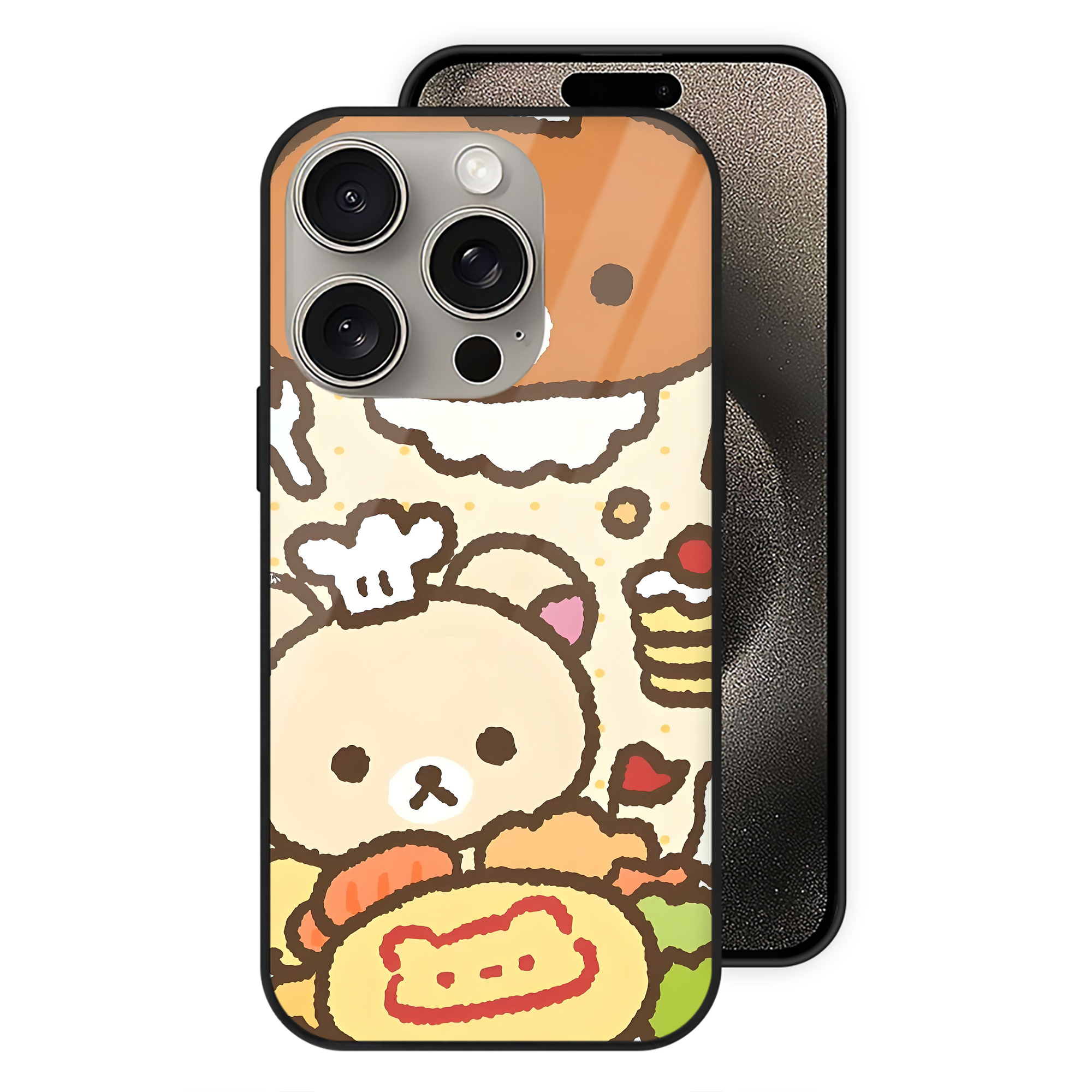 （画像用） リラックマ リラックマ キイロイトリ Rilakkuma Korilakkuma Kiiroitori 【iPhone15Pro対応】スマホケース 耐衝撃＆黄変防止 背面ガラス