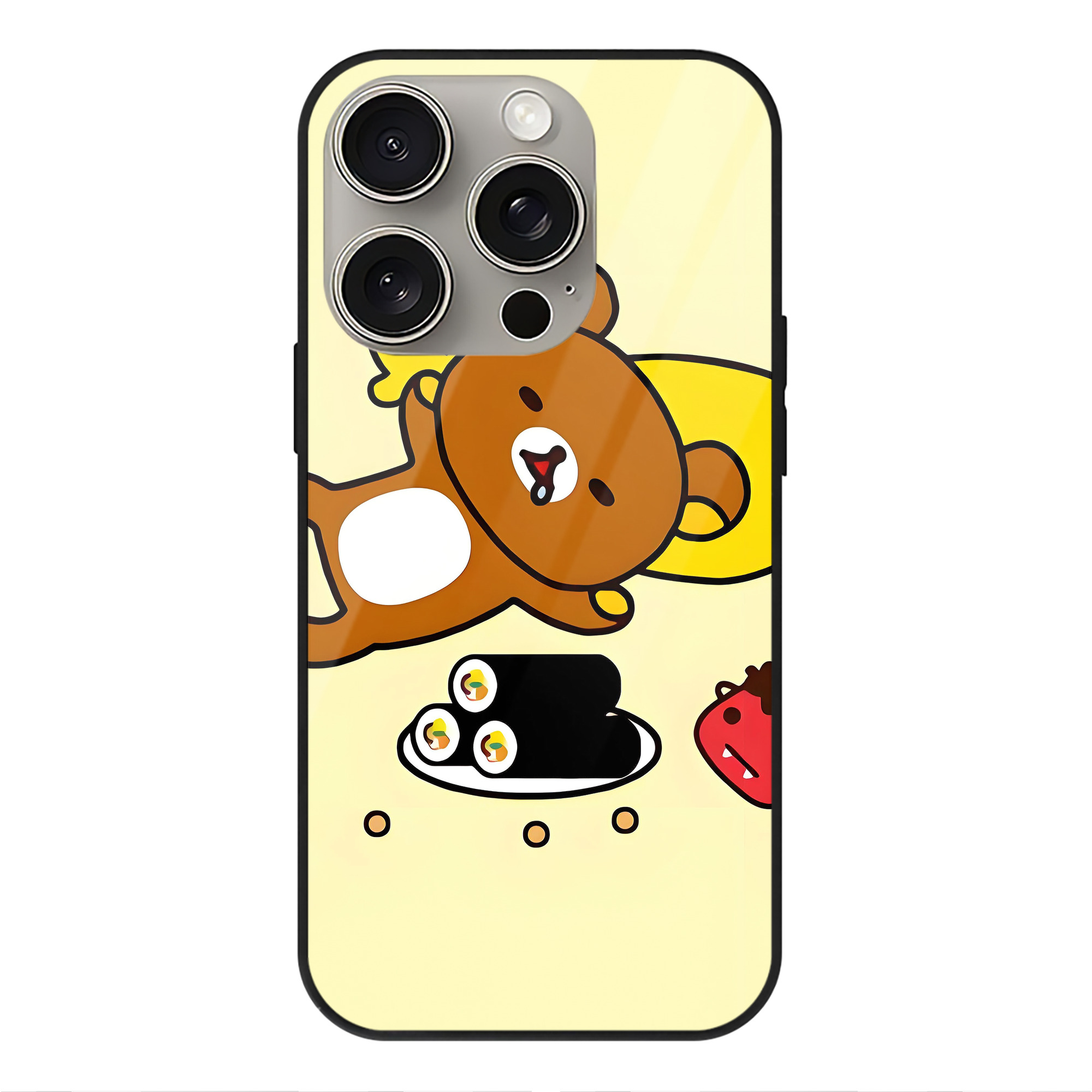 （画像用） リラックマ リラックマ キイロイトリ Rilakkuma Korilakkuma Kiiroitori 【iPhone15Pro対応】スマホケース 耐衝撃＆黄変防止 背面ガラス
