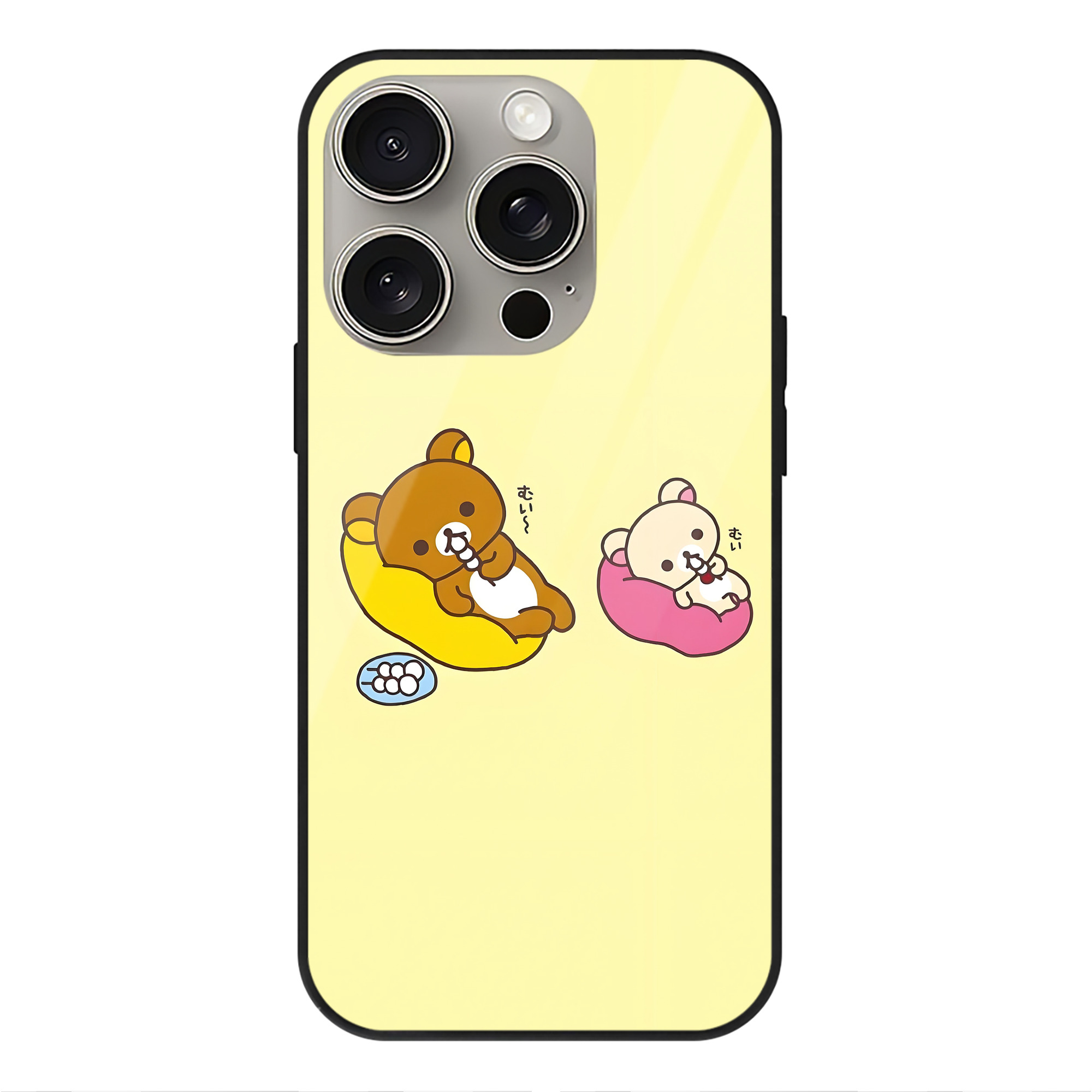 （画像用） リラックマ リラックマ キイロイトリ Rilakkuma Korilakkuma Kiiroitori 【iPhone15Pro対応】スマホケース 耐衝撃＆黄変防止 背面ガラス
