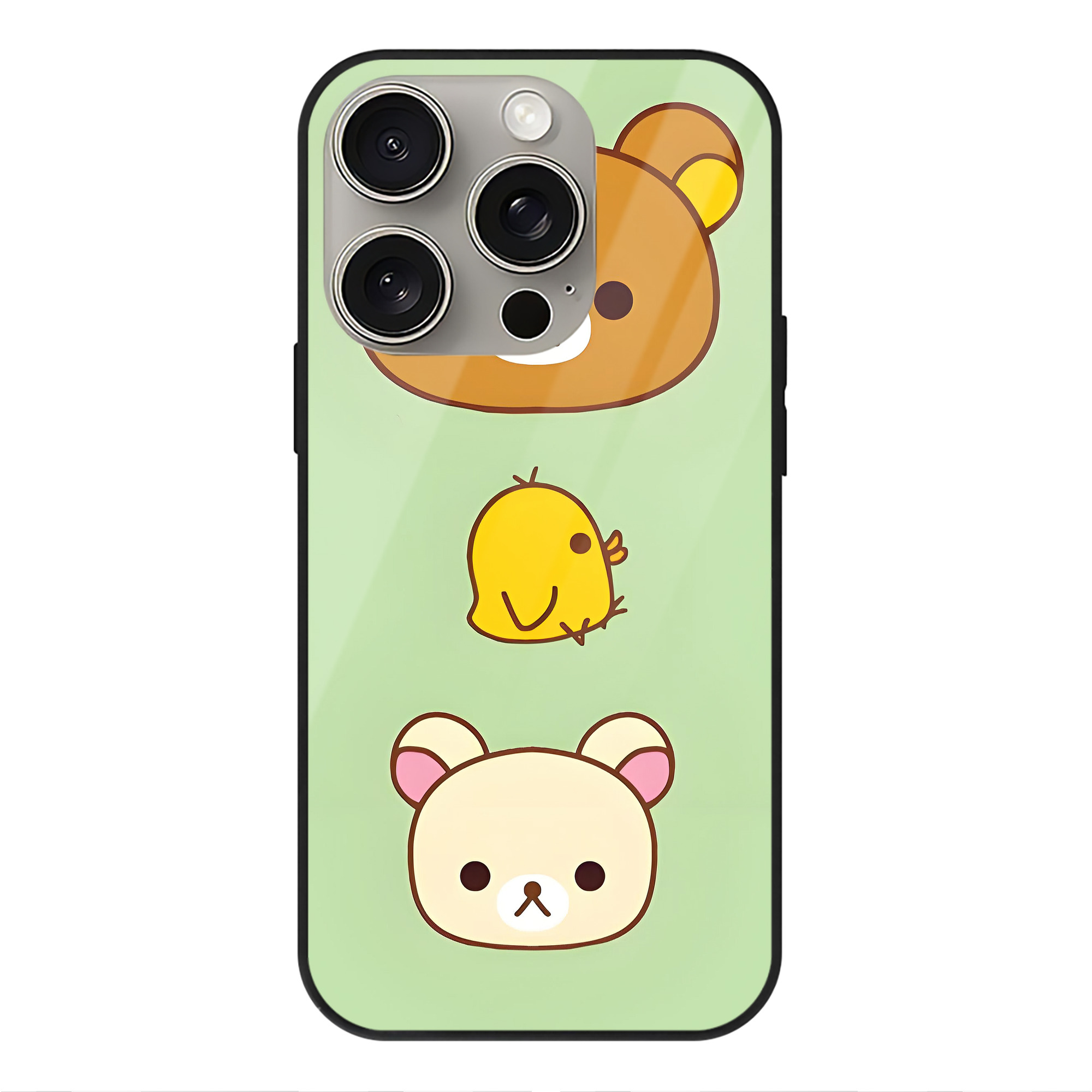 （画像用） リラックマ リラックマ キイロイトリ Rilakkuma Korilakkuma Kiiroitori 【iPhone15Pro対応】スマホケース 耐衝撃＆黄変防止 背面ガラス