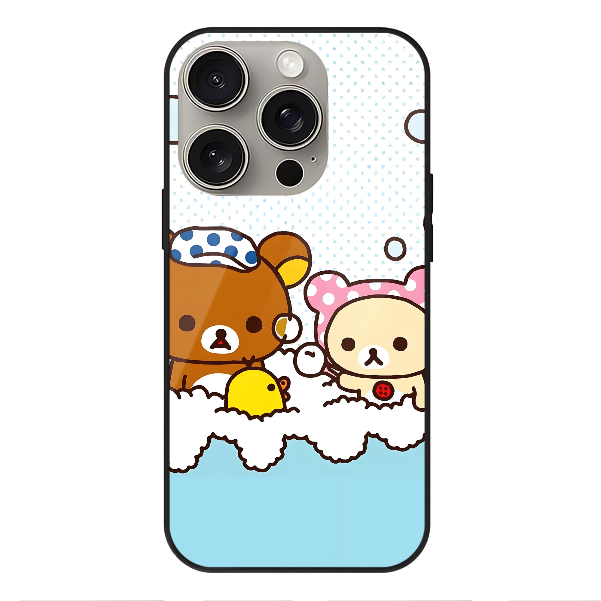 （画像用） リラックマ リラックマ キイロイトリ Rilakkuma Korilakkuma Kiiroitori 【iPhone15Pro対応】スマホケース 耐衝撃＆黄変防止 背面ガラス
