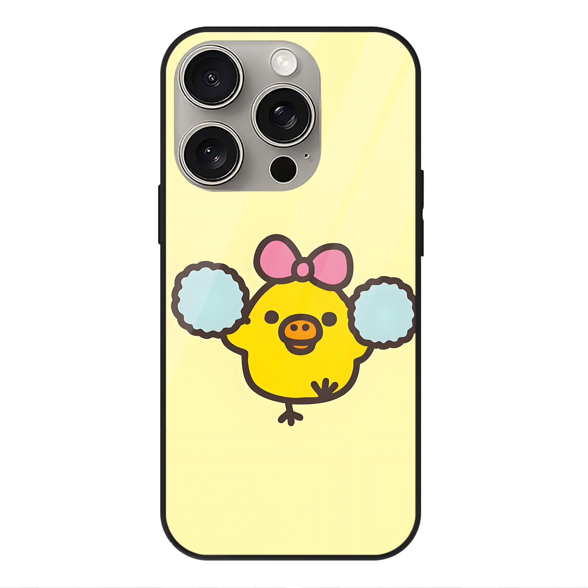 （画像用） リラックマ リラックマ キイロイトリ Rilakkuma Korilakkuma Kiiroitori 【iPhone15Pro対応】スマホケース 耐衝撃＆黄変防止 背面ガラス