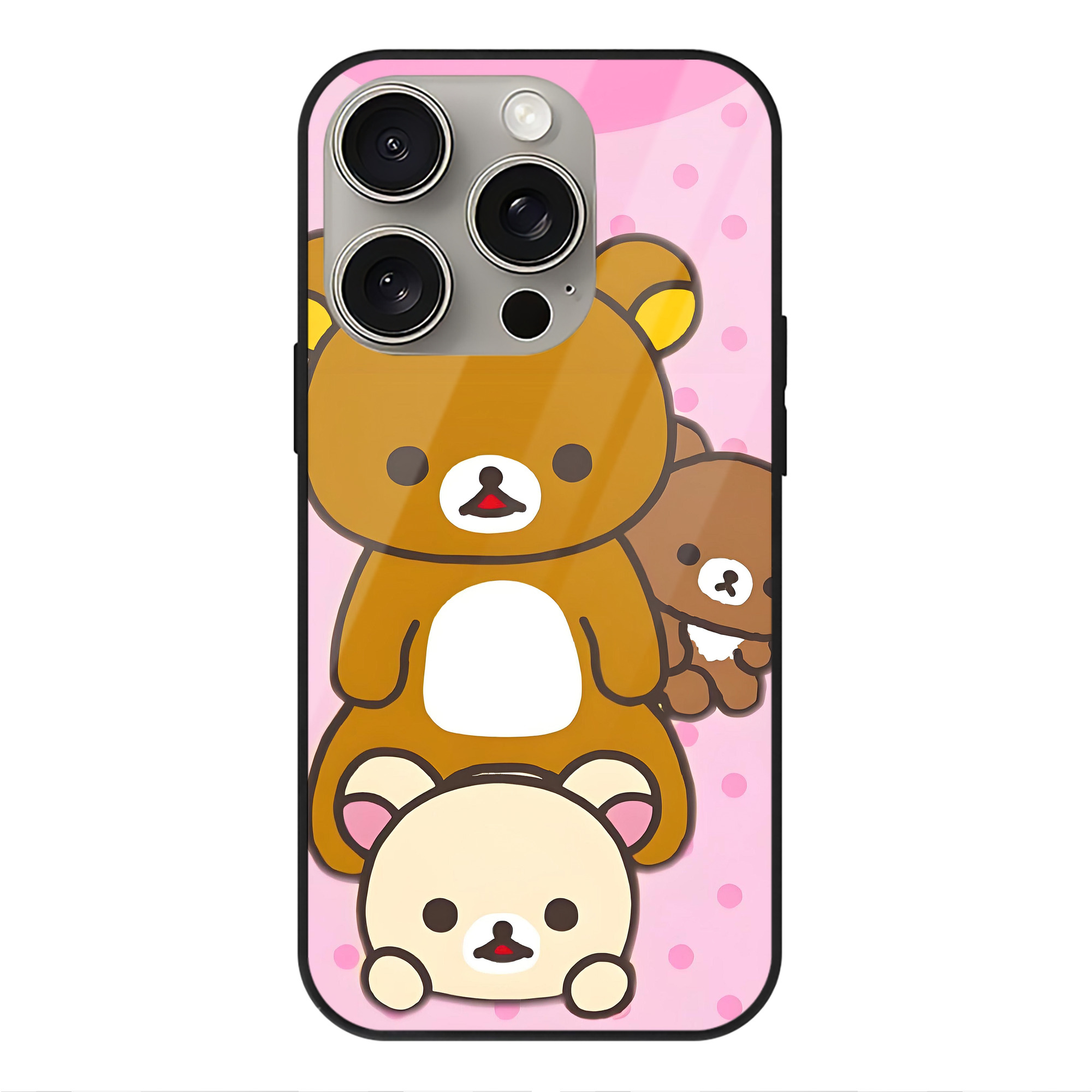 （画像用） リラックマ リラックマ キイロイトリ Rilakkuma Korilakkuma Kiiroitori 【iPhone15Pro対応】スマホケース 耐衝撃＆黄変防止 背面ガラス