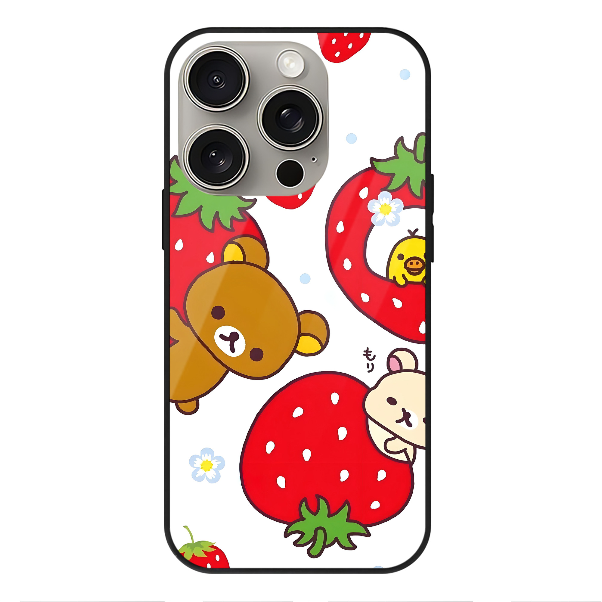 （画像用） リラックマ リラックマ キイロイトリ Rilakkuma Korilakkuma Kiiroitori 【iPhone15Pro対応】スマホケース 耐衝撃＆黄変防止 背面ガラス