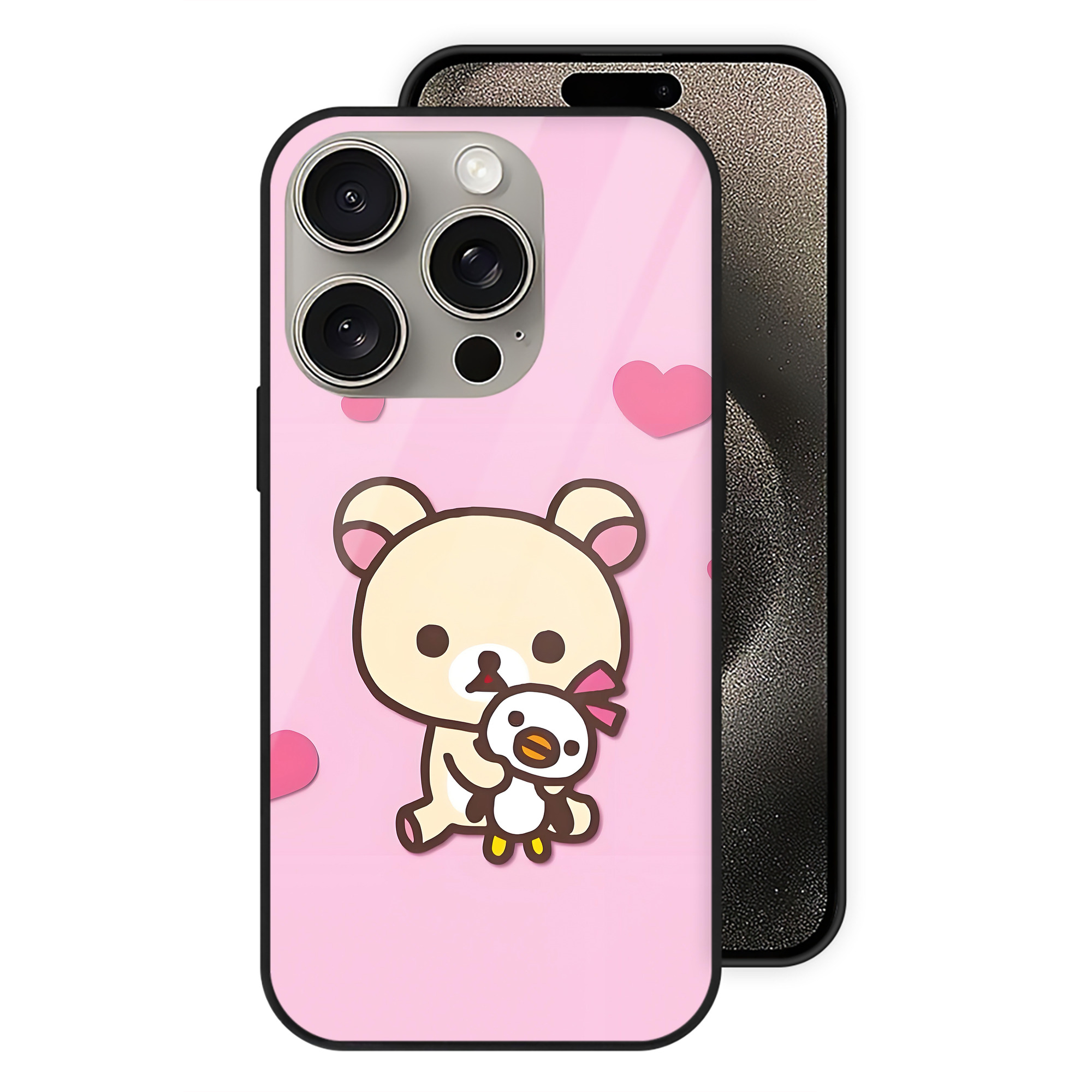 （画像用） リラックマ リラックマ キイロイトリ Rilakkuma Korilakkuma Kiiroitori 【iPhone15Pro対応】スマホケース 耐衝撃＆黄変防止 背面ガラス