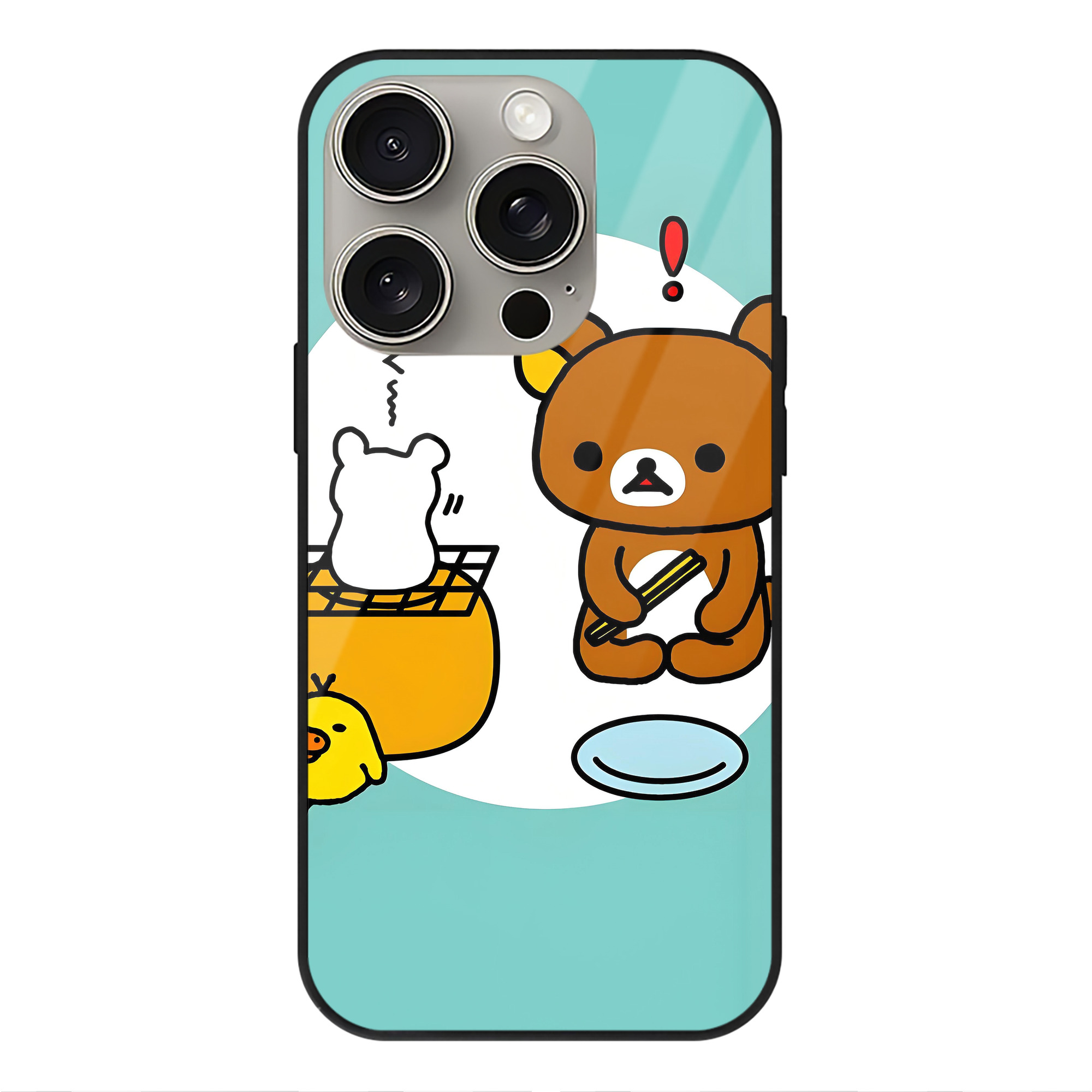 （画像用） リラックマ リラックマ キイロイトリ Rilakkuma Korilakkuma Kiiroitori 【iPhone15Pro対応】スマホケース 耐衝撃＆黄変防止 背面ガラス