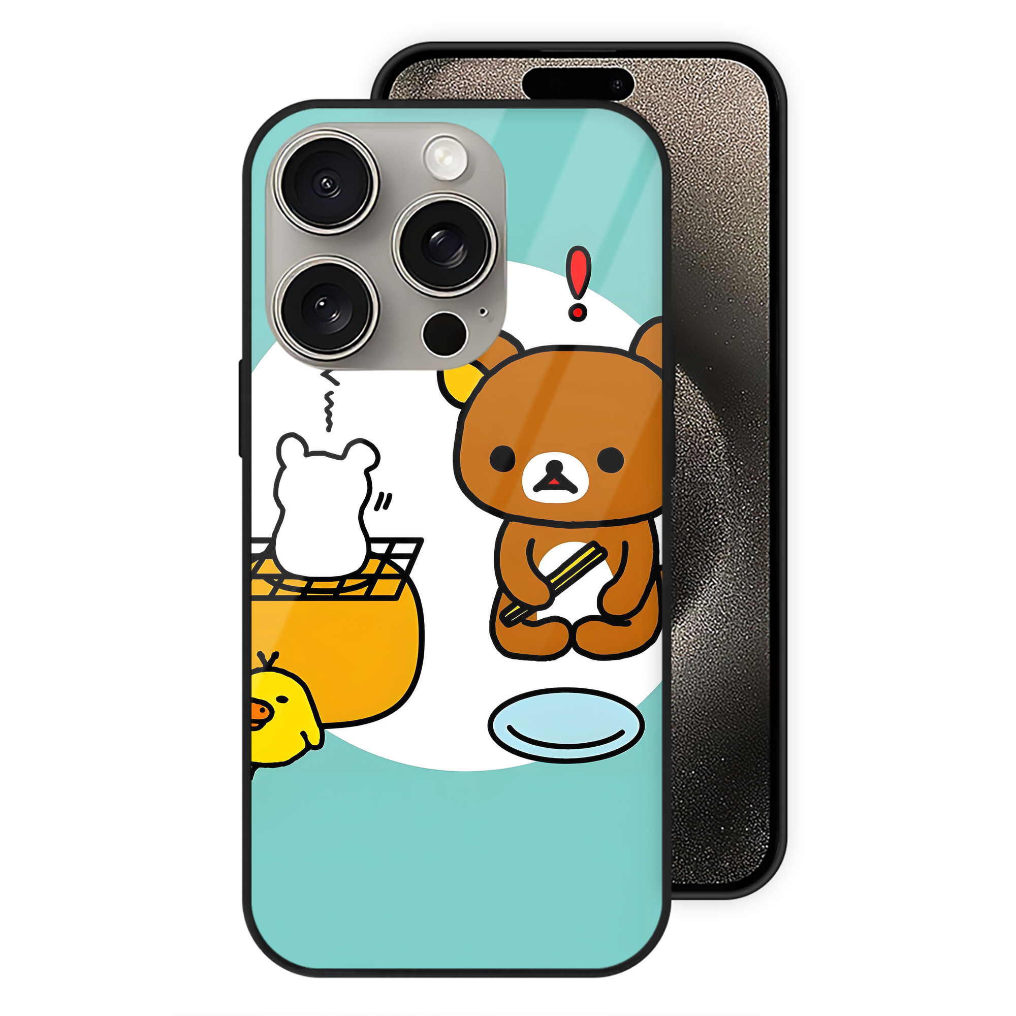 （画像用） リラックマ リラックマ キイロイトリ Rilakkuma Korilakkuma Kiiroitori 【iPhone15Pro対応】スマホケース 耐衝撃＆黄変防止 背面ガラス