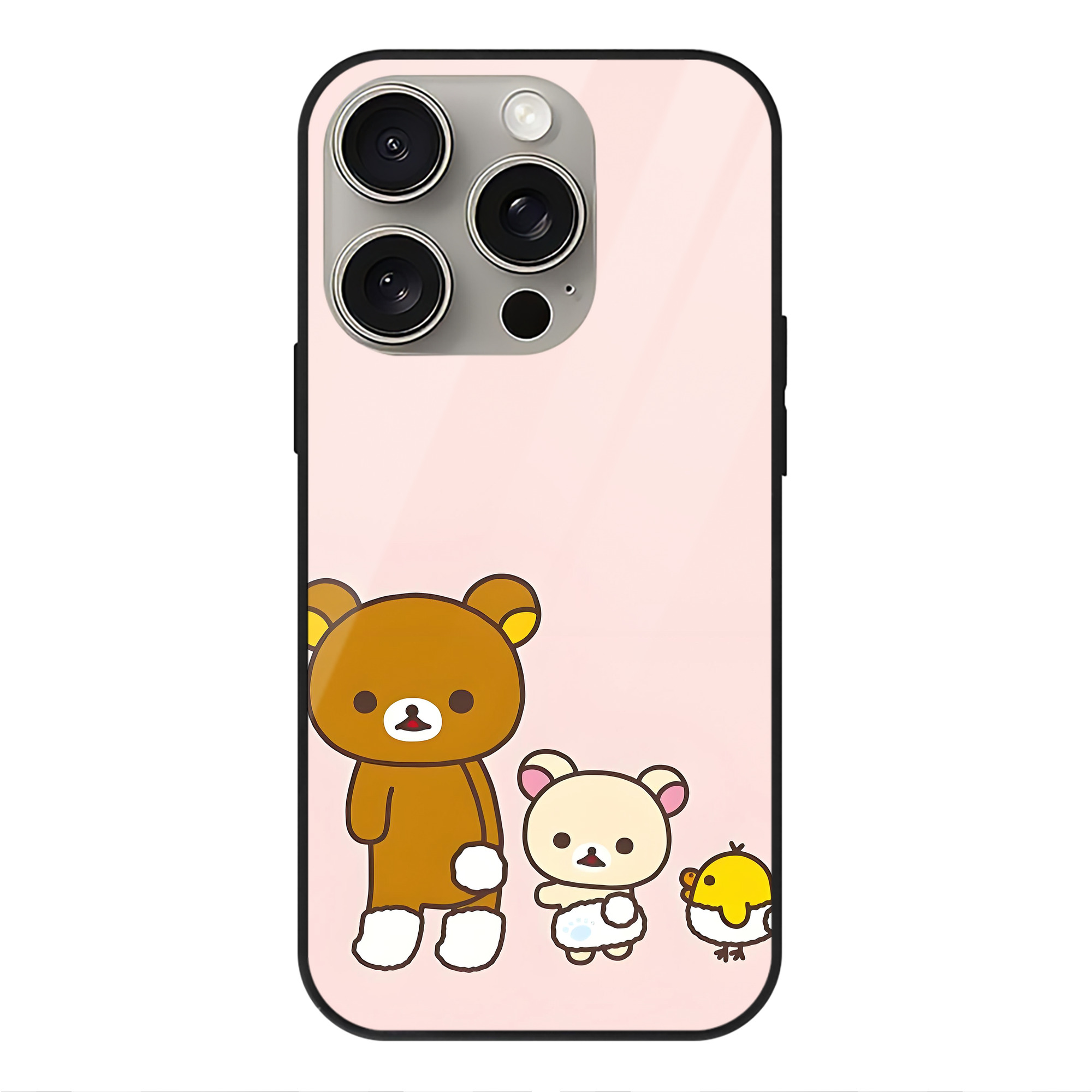 （画像用） リラックマ リラックマ キイロイトリ Rilakkuma Korilakkuma Kiiroitori 【iPhone15Pro対応】スマホケース 耐衝撃＆黄変防止 背面ガラス