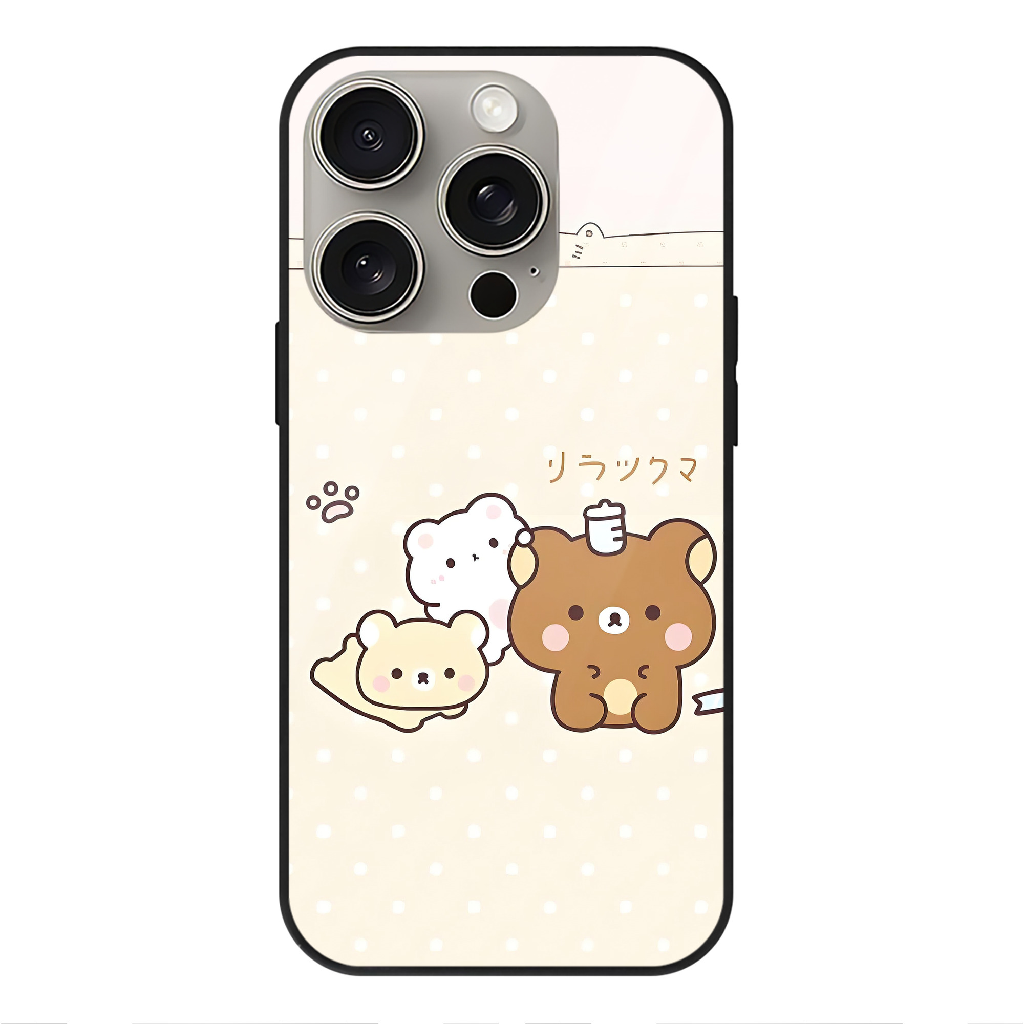 （画像用） リラックマ リラックマ キイロイトリ Rilakkuma Korilakkuma Kiiroitori 【iPhone15Pro対応】スマホケース 耐衝撃＆黄変防止 背面ガラス
