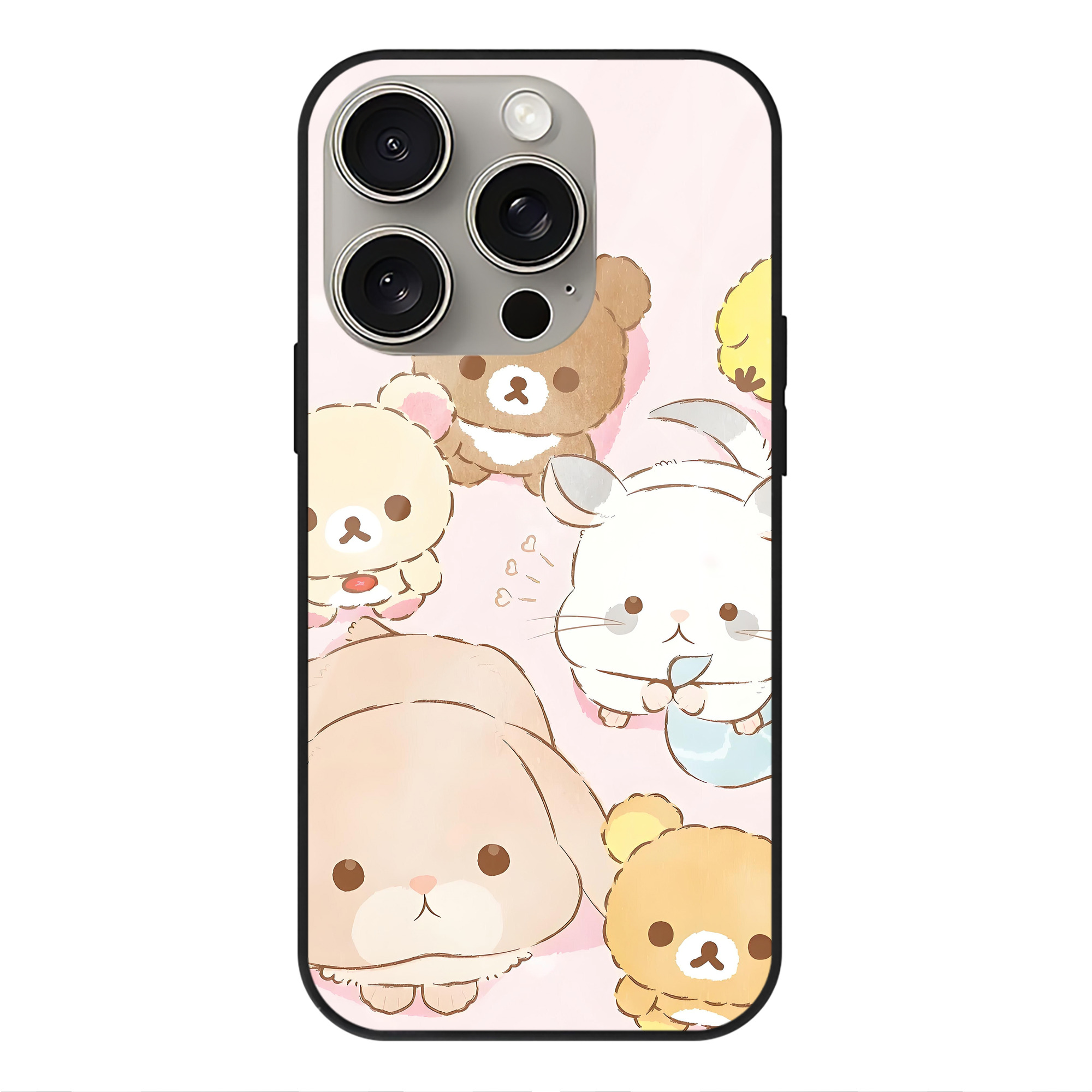 （画像用） リラックマ リラックマ キイロイトリ Rilakkuma Korilakkuma Kiiroitori 【iPhone15Pro対応】スマホケース 耐衝撃＆黄変防止 背面ガラス