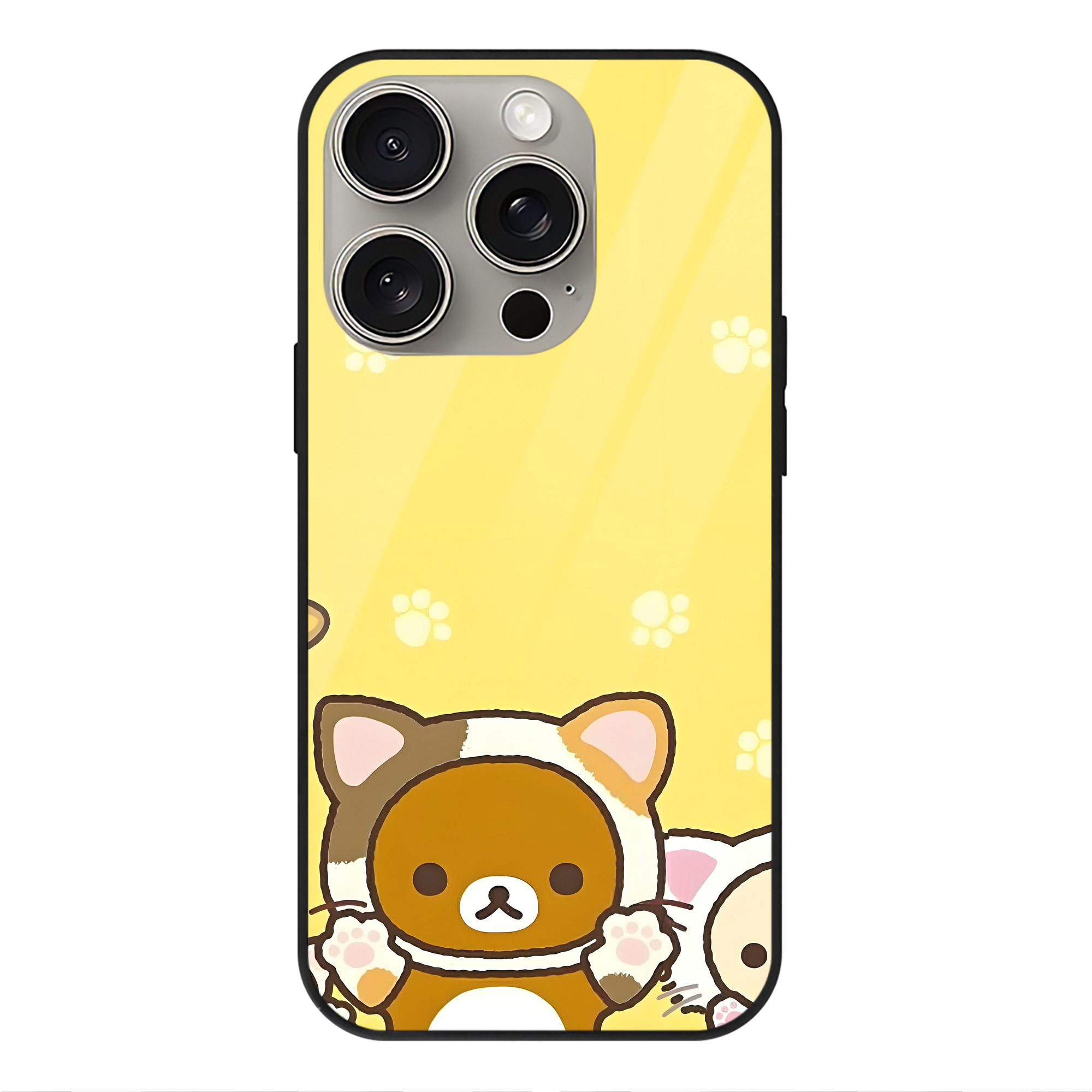 （画像用） リラックマ リラックマ キイロイトリ Rilakkuma Korilakkuma Kiiroitori 【iPhone15Pro対応】スマホケース 耐衝撃＆黄変防止 背面ガラス